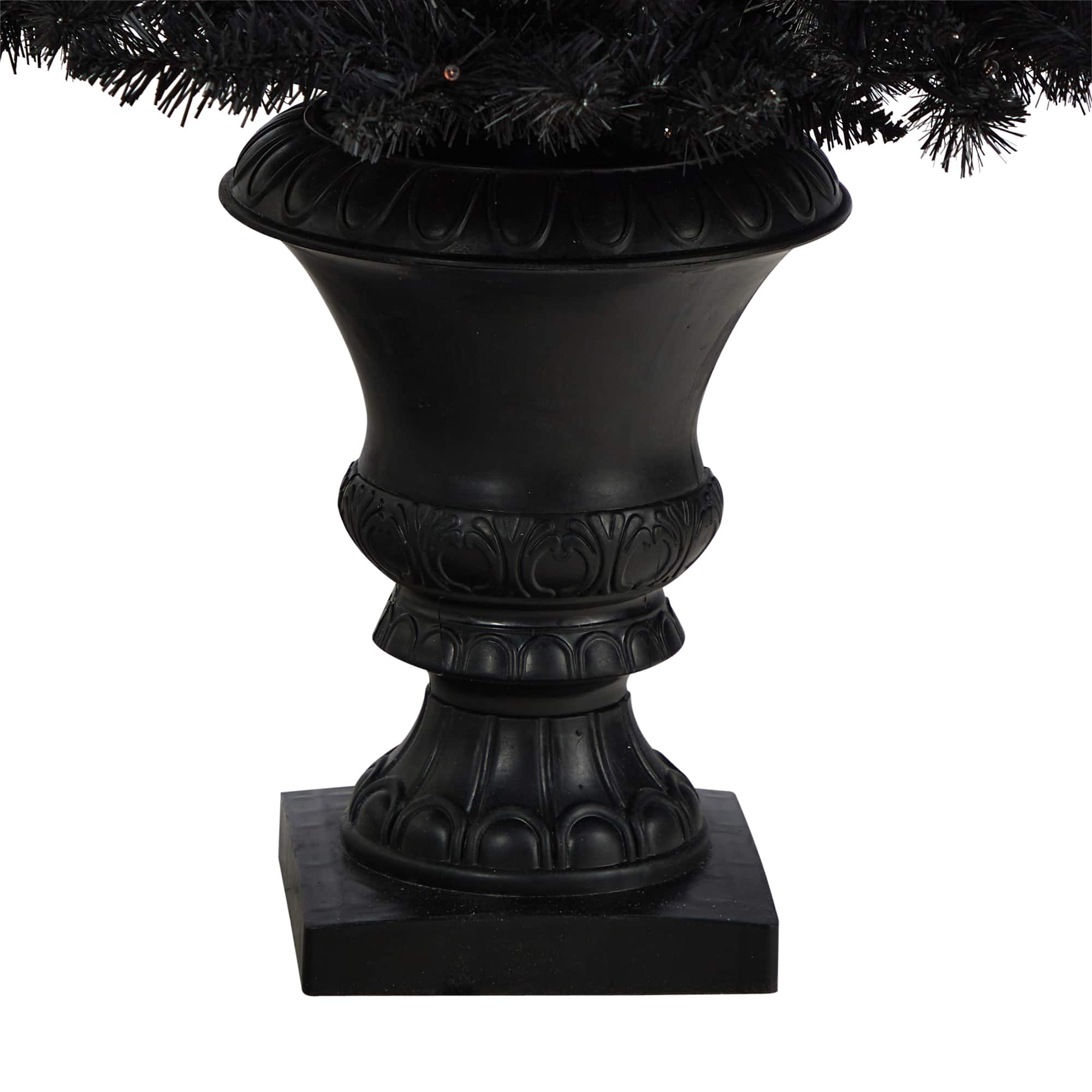 4ft. Black Artificial Halloween Tree in Urn, Orange LED Lights