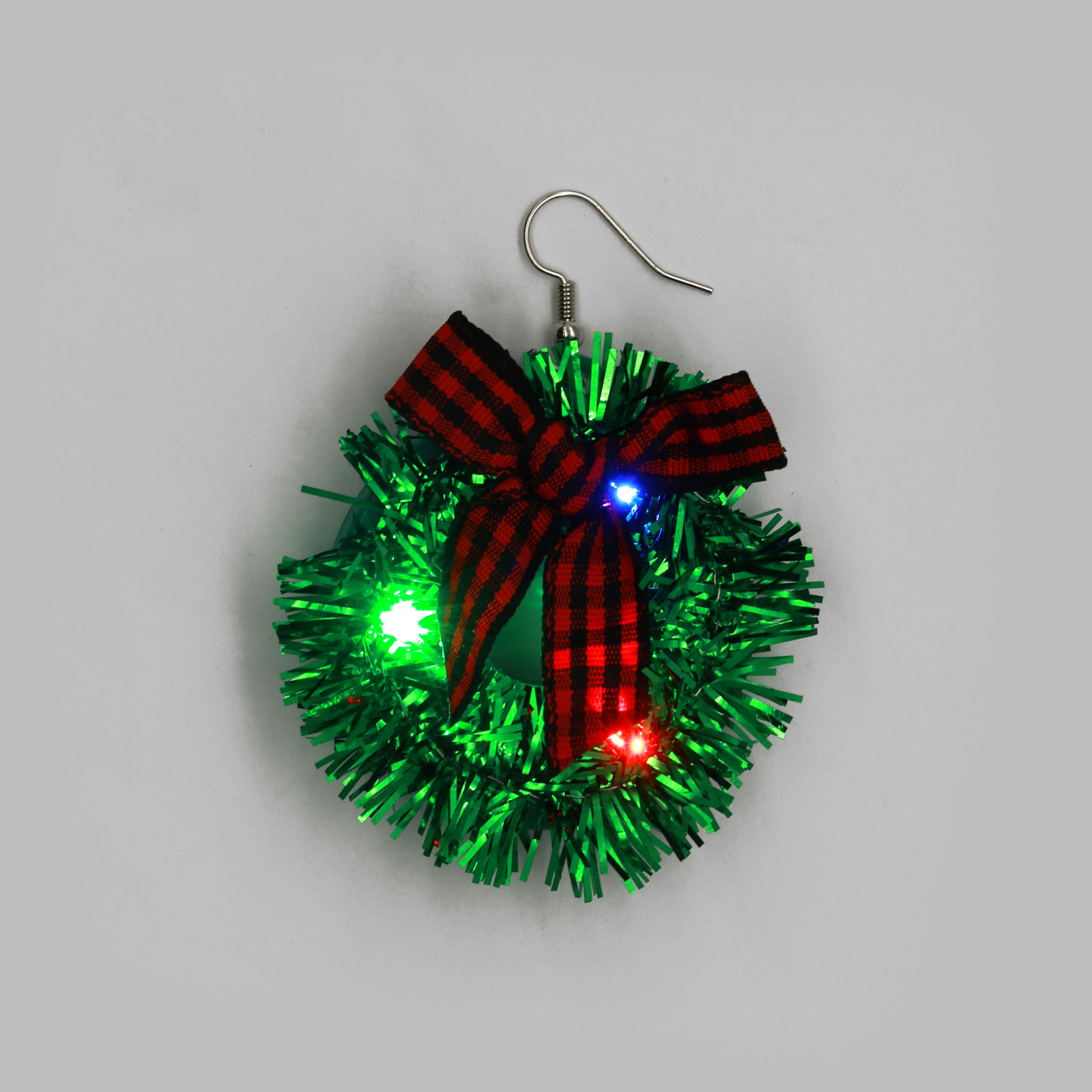 Tinsel Wreath Light-Up Earrings by Celebrate It&#x2122;