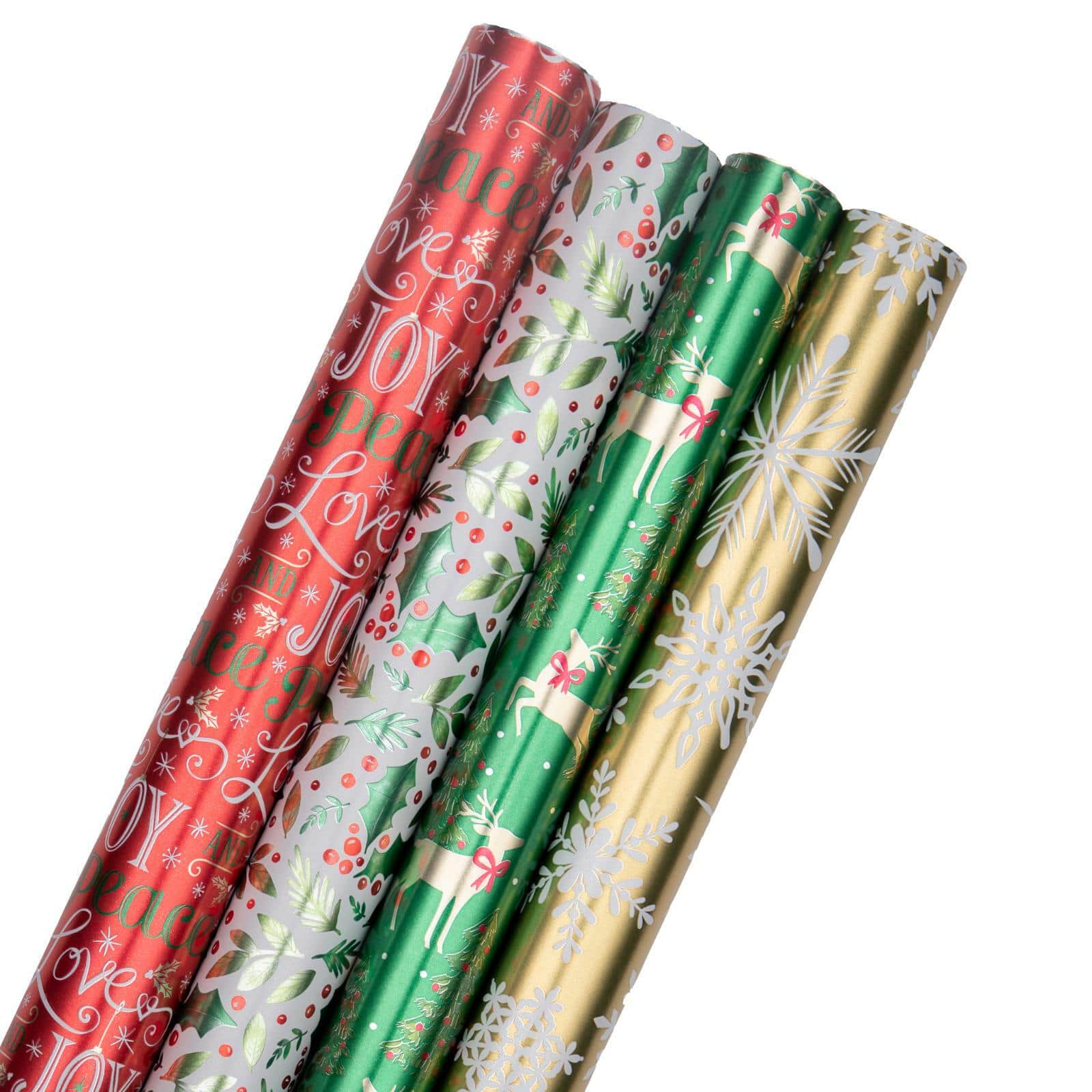 JAM Christmas Wrapping Paper, 25 Sq Ft, 1/Pack, Foil Snowflake Patterns  Gift Wrap 