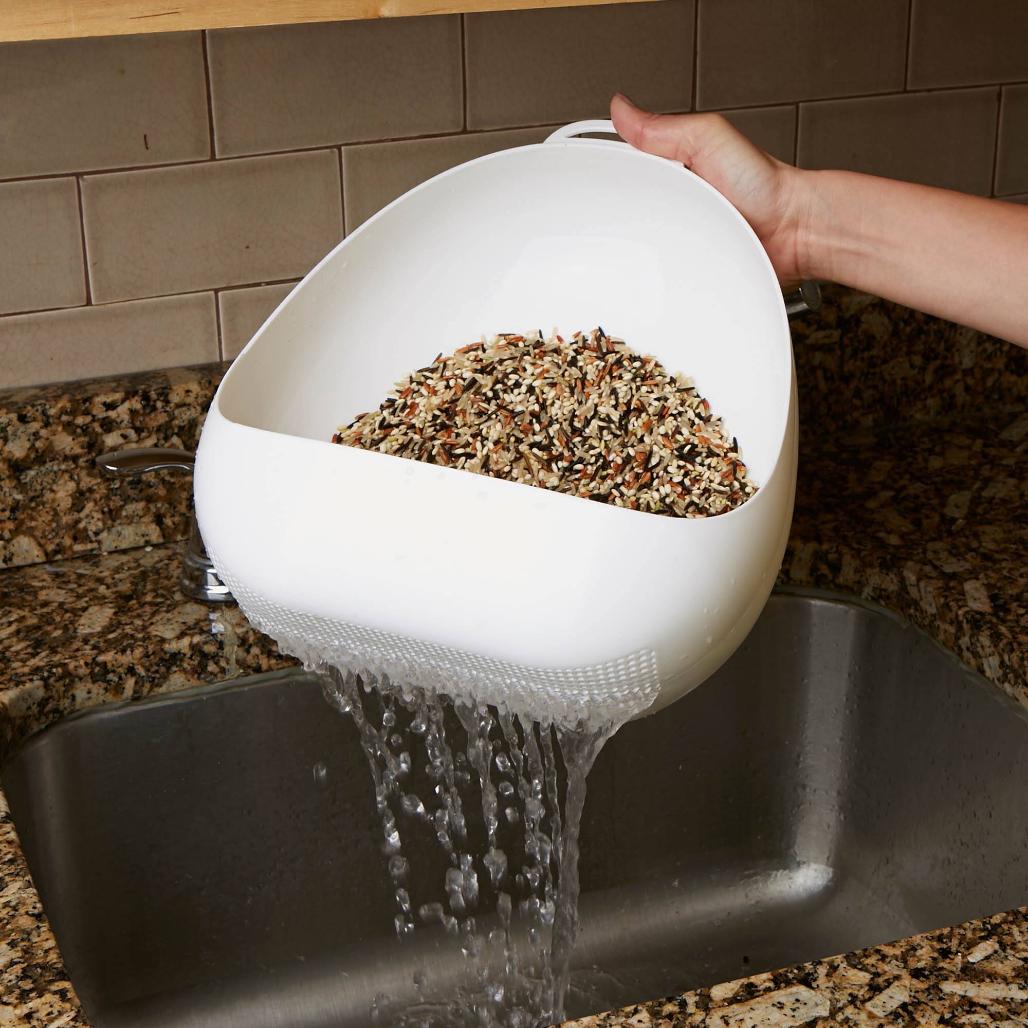 Mind Reader White Plastic Rice Washer/Strainer with Handles, 2ct.