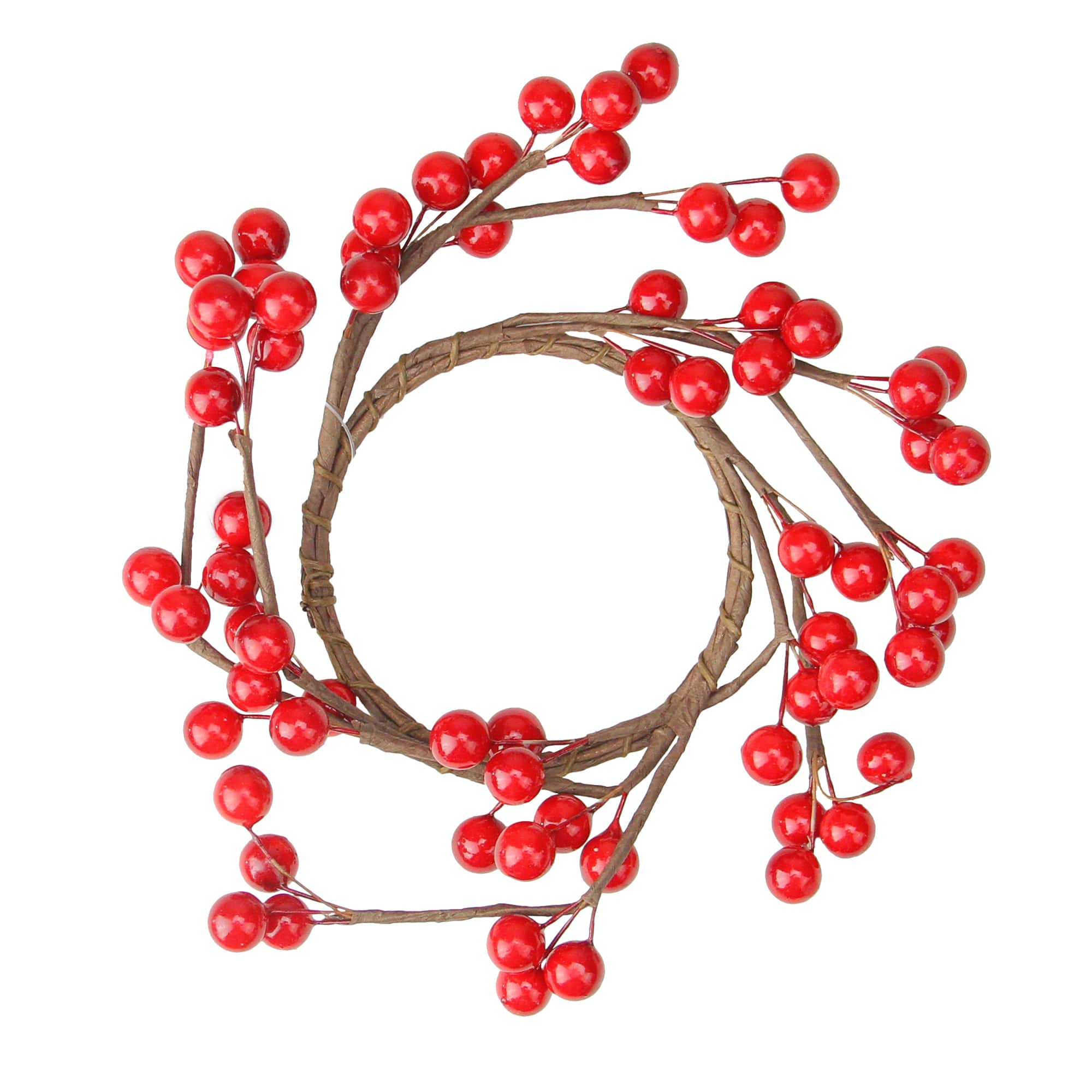 7&#x22; Artificial Red Berries Christmas Candle Holder Ring