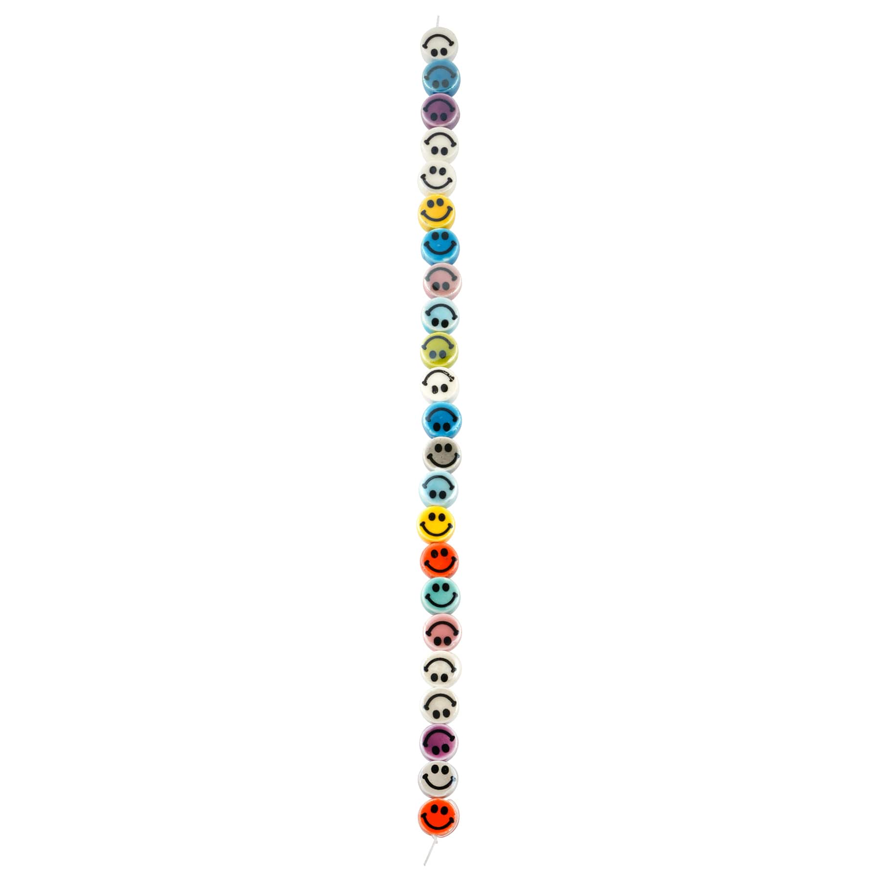 Multicolor Ceramic Smiley Face Beads, 7.5mm by Bead Landing&#x2122;