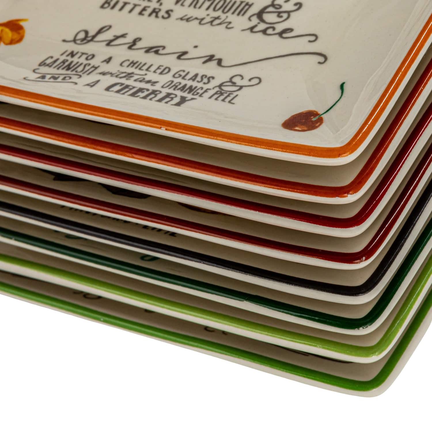 Hello Honey® 6" Cocktail Recipe Design Stoneware Plate Set