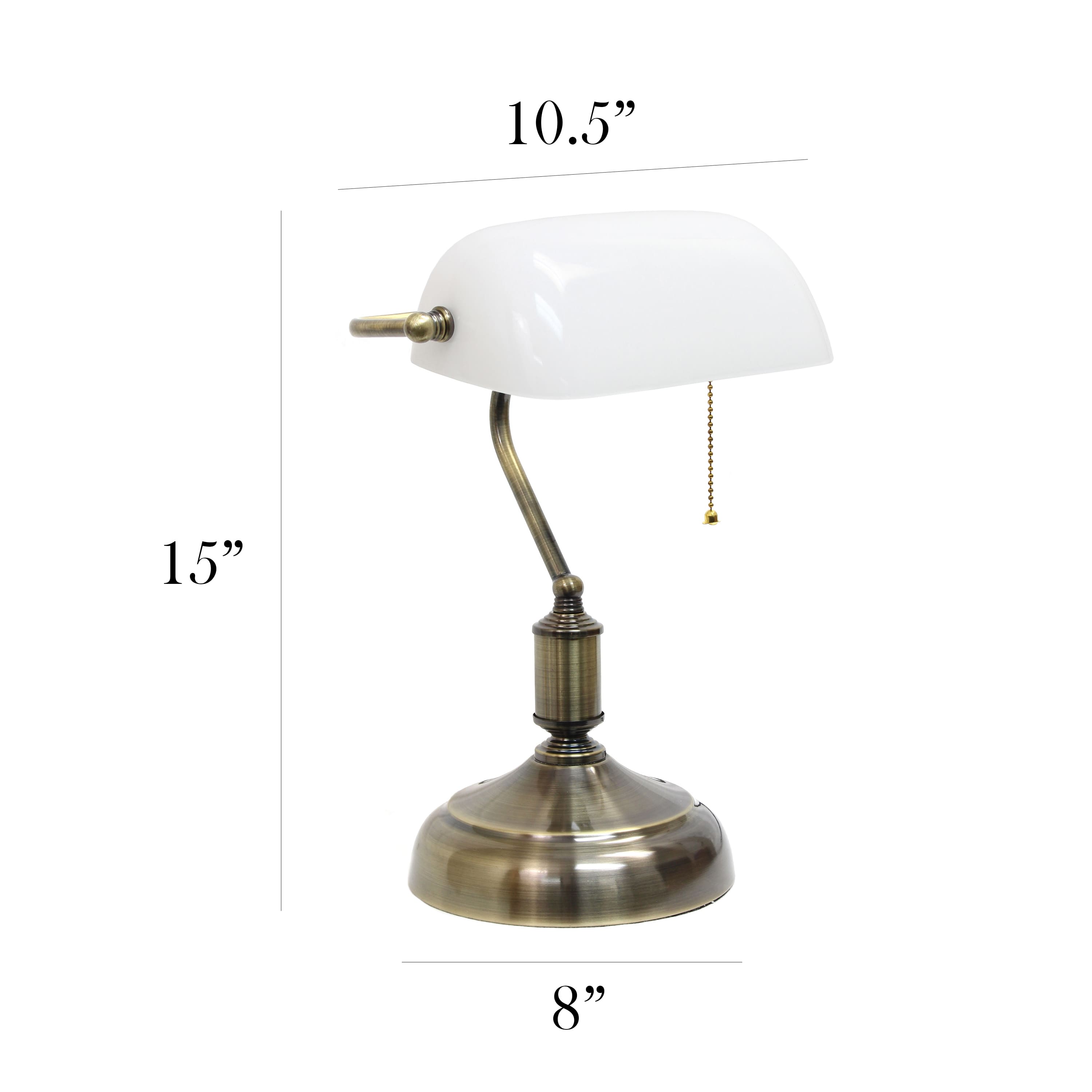 Simple Designs 15&#x22; Executive Banker&#x27;s Desk Lamp with Glass Shade