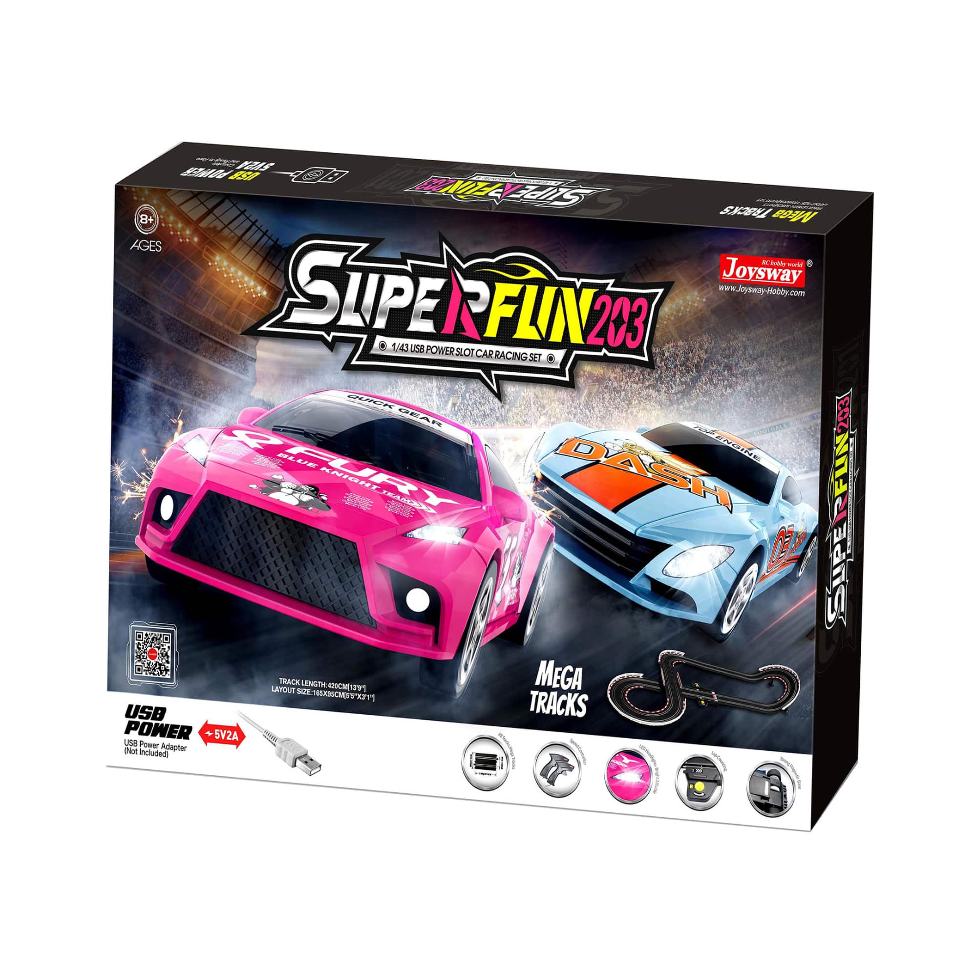 Joysway® SuperFun 203 USB Power Slot Car Racing Set