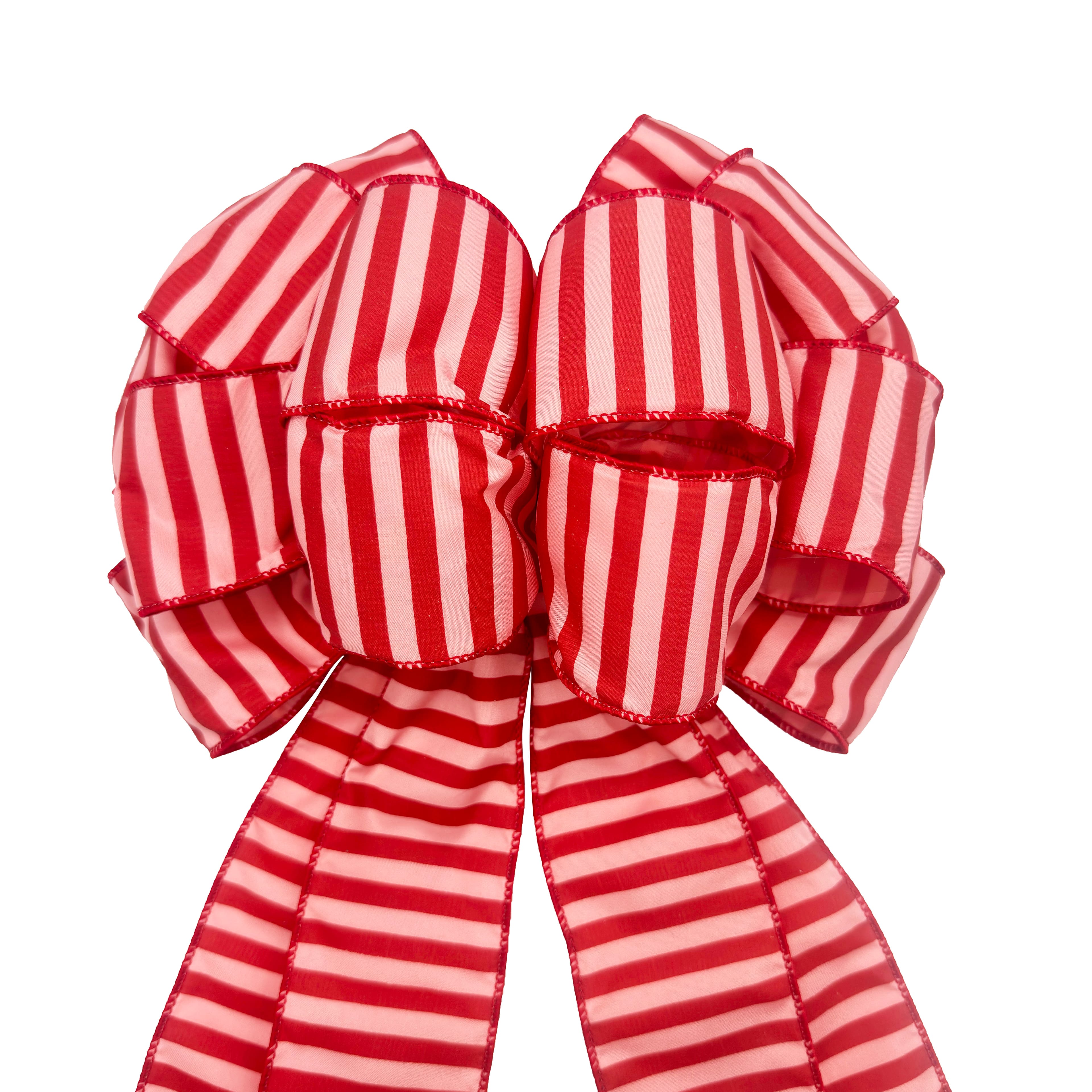 20.5&#x22; Pink &#x26; Red Stripes Holly Jolly Tree Bow by Celebrate It&#xAE;