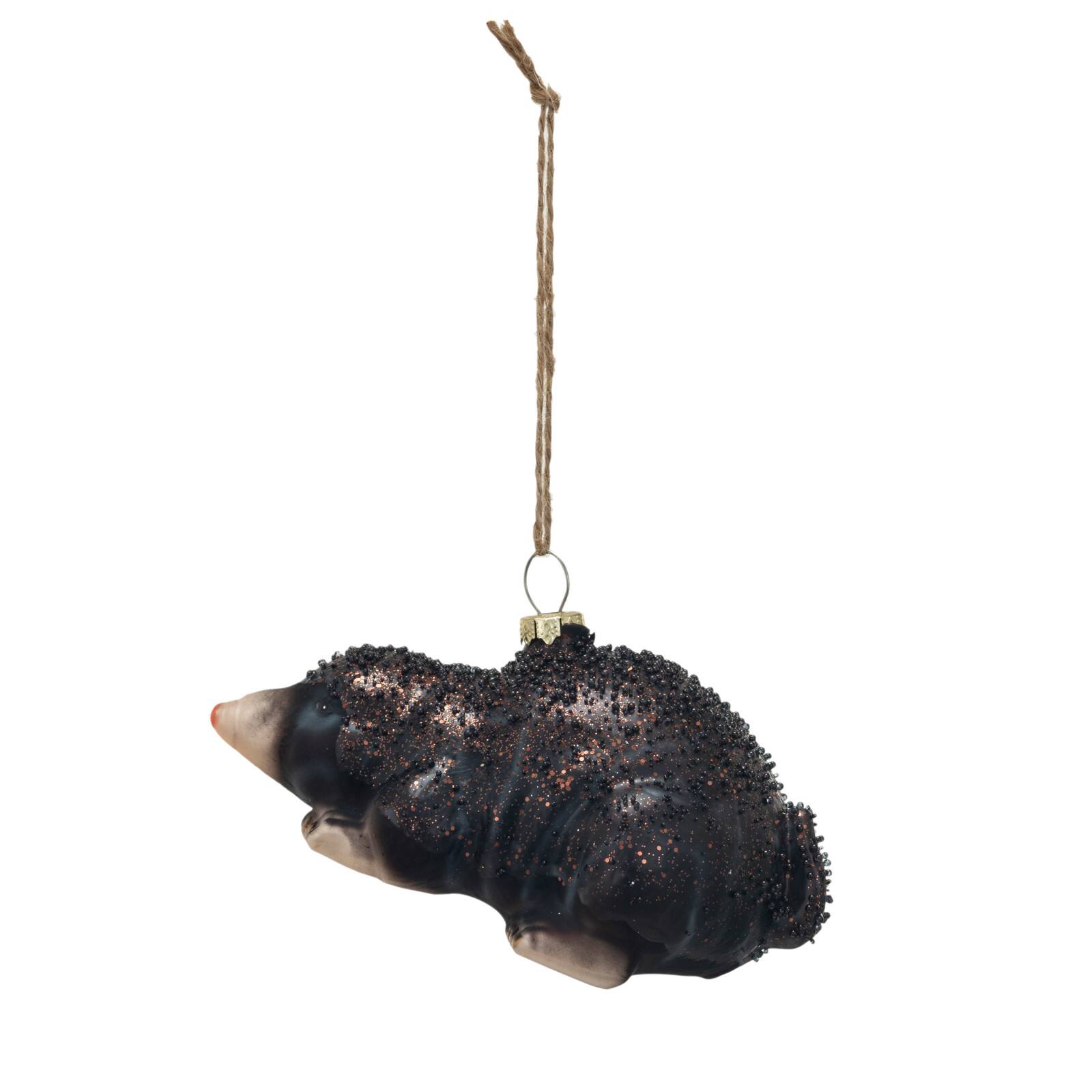 Hello Honey&#xAE; Hand-Painted Brown Mole with Glitter Glass Ornament