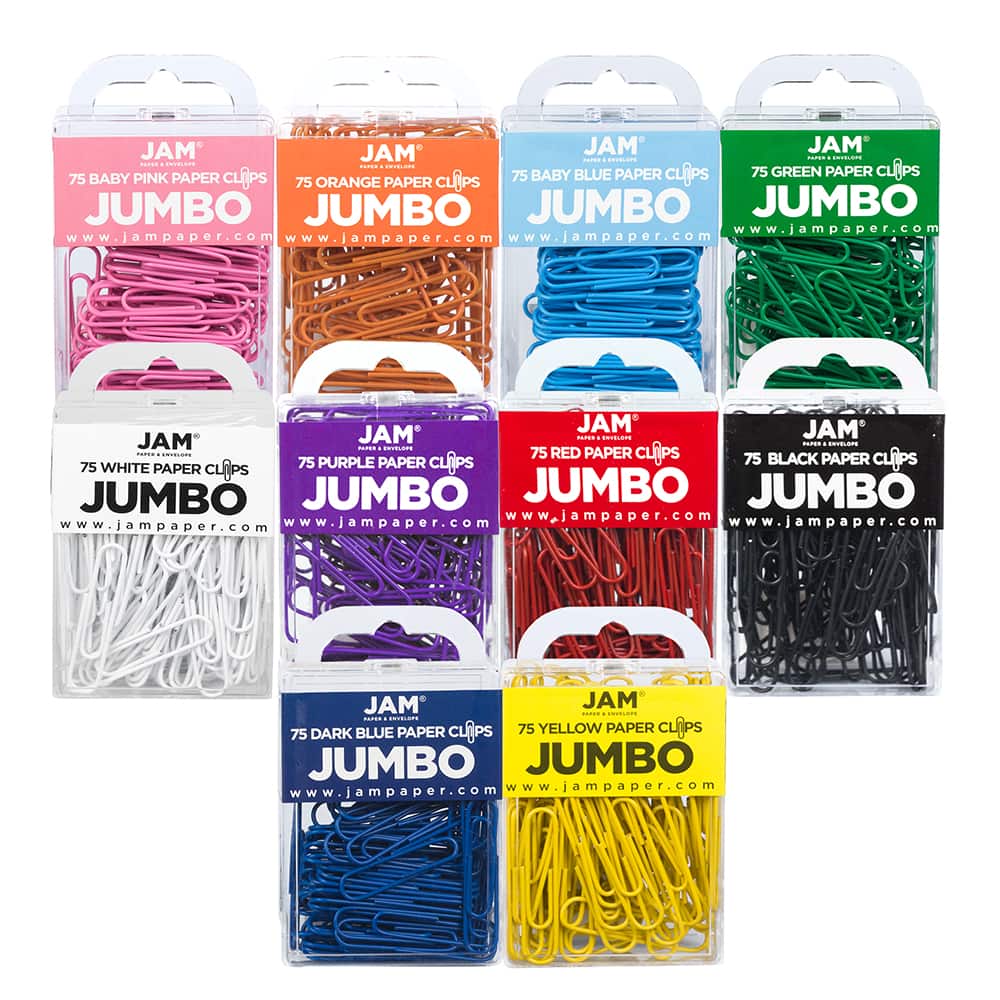 Jam Paper Colorful Jumbo Paper Clips - Large 2 - Paperclips - 75 Per Pack