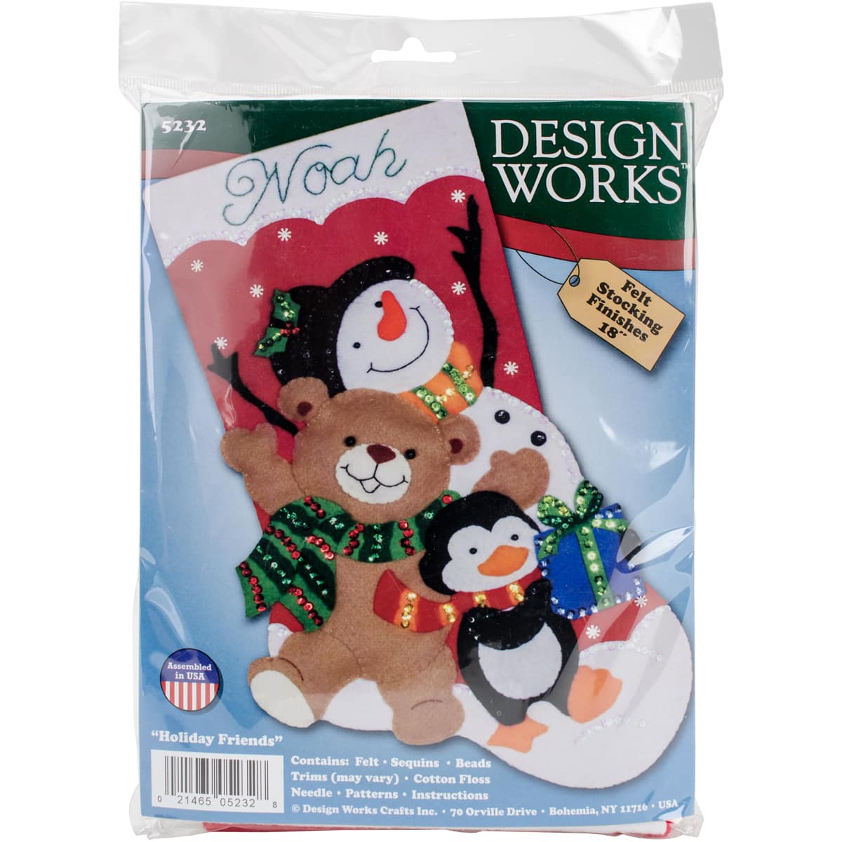 Design Works™ Holiday Friends 18" Felt Stocking Applique Kit