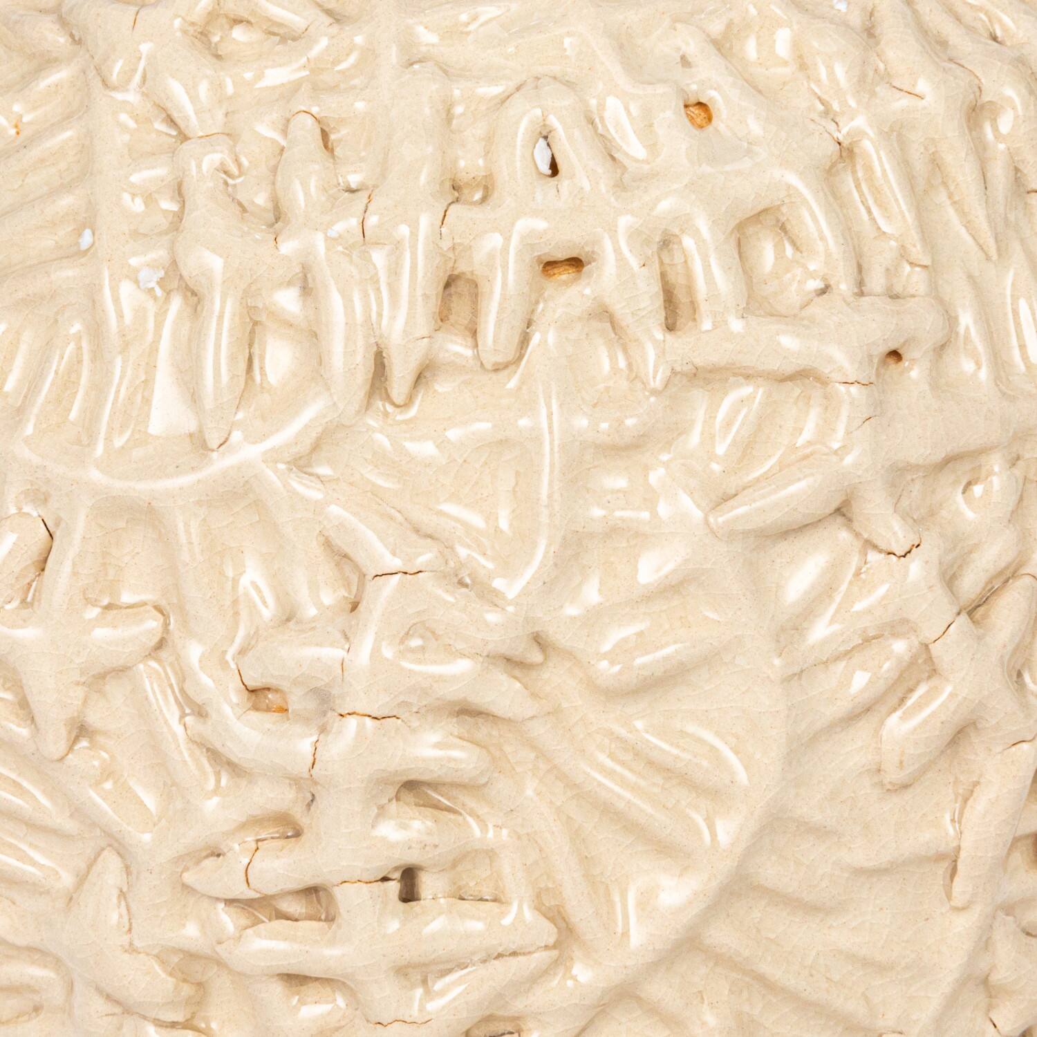 Hello Honey® 23" Cream Handmade Textured Stoneware Table Lamp with Fabric Shade