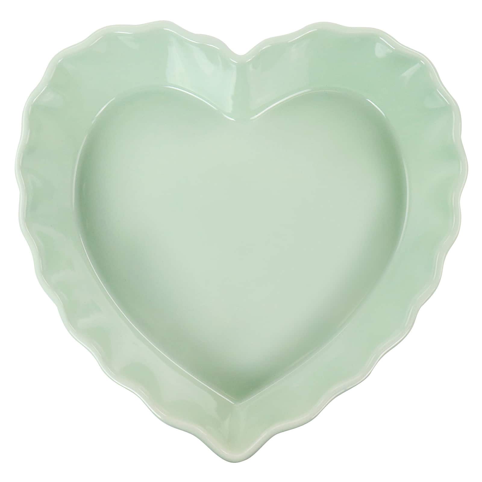 Martha Stewart 11&#x27;&#x27; Mint Heart Shaped Stoneware Cake Pan
