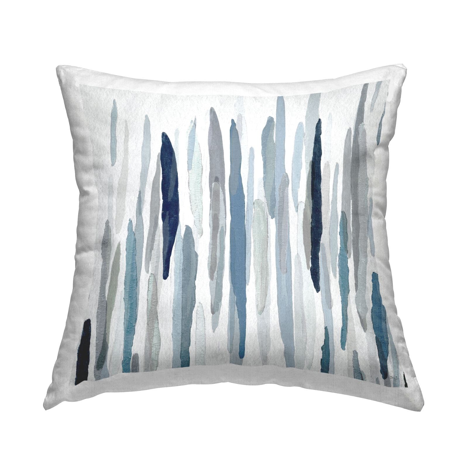 Stupell Industries Abstract Brushed Rainfall Contemporary Blue Lines Throw Pillow, 18" x 18"