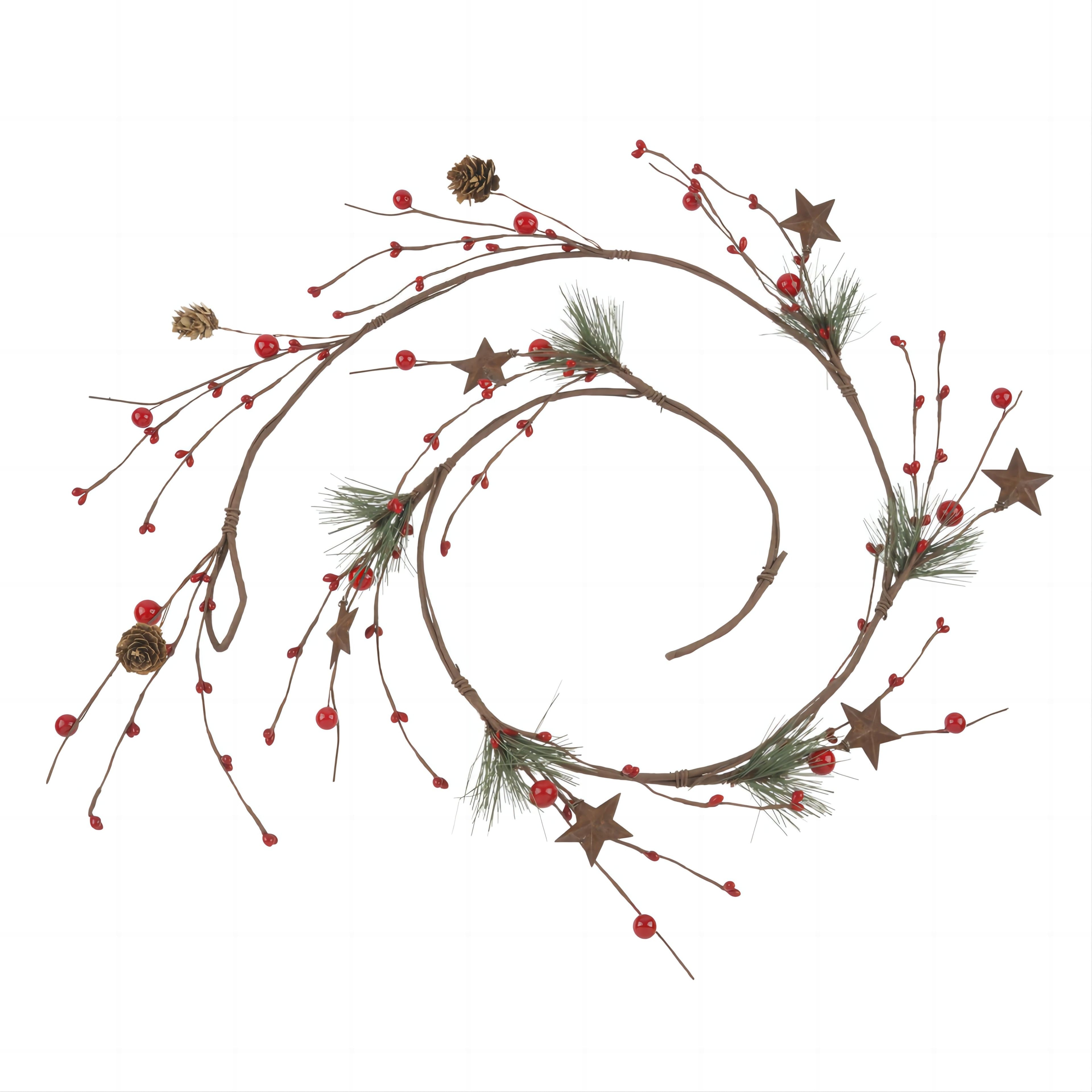 5ft. Red Berry, Pinecone &#x26; Rustic Stars Coil Garland by Ashland&#xAE;