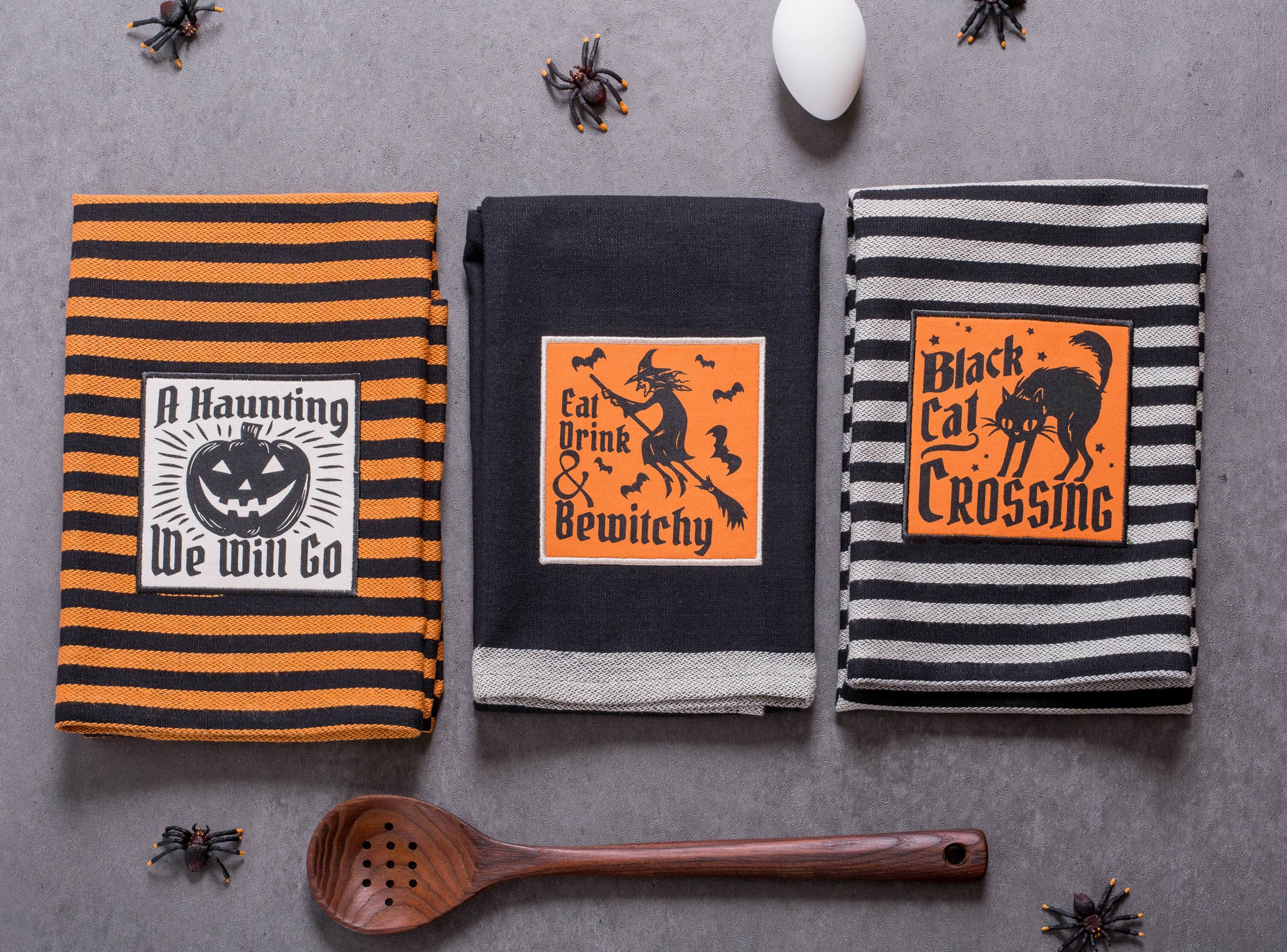 DII&#xAE; Assorted Happy Haunting Halloween Embellished Dishtowel Set