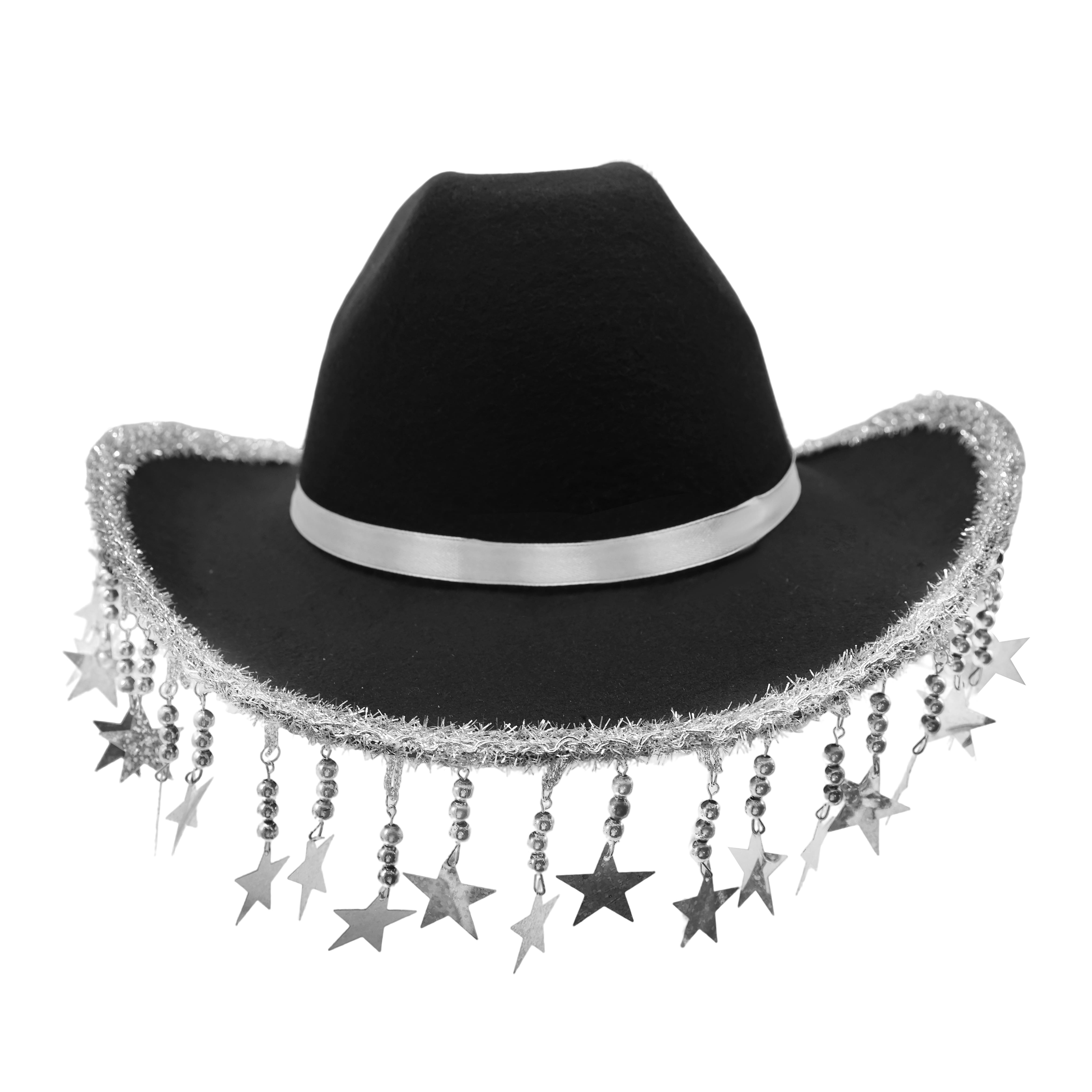 Black &#x26; Silver Cowboy Hat with Stars by Celebrate It&#x2122;