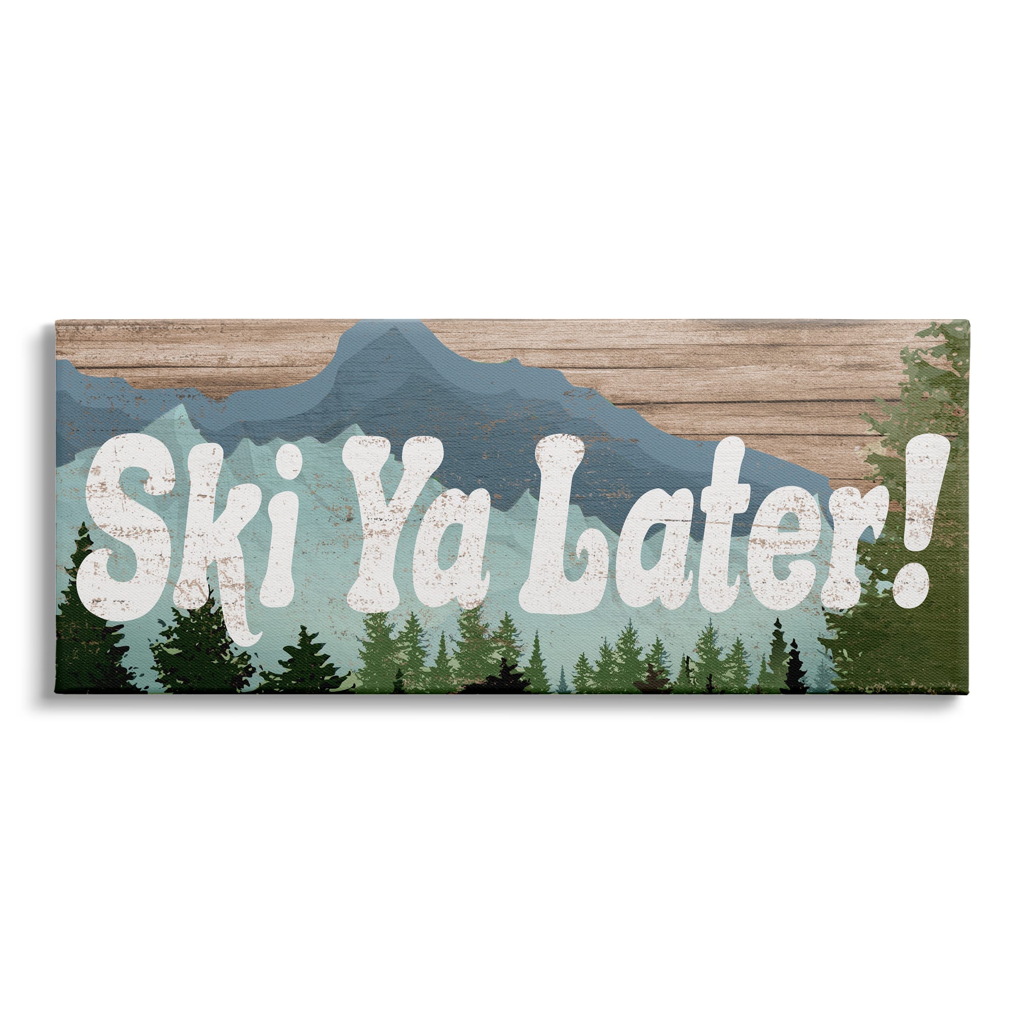 Stupell Industries Ski Ya Later Sports Pun Rustic Mountain Forest Canvas Wall Art