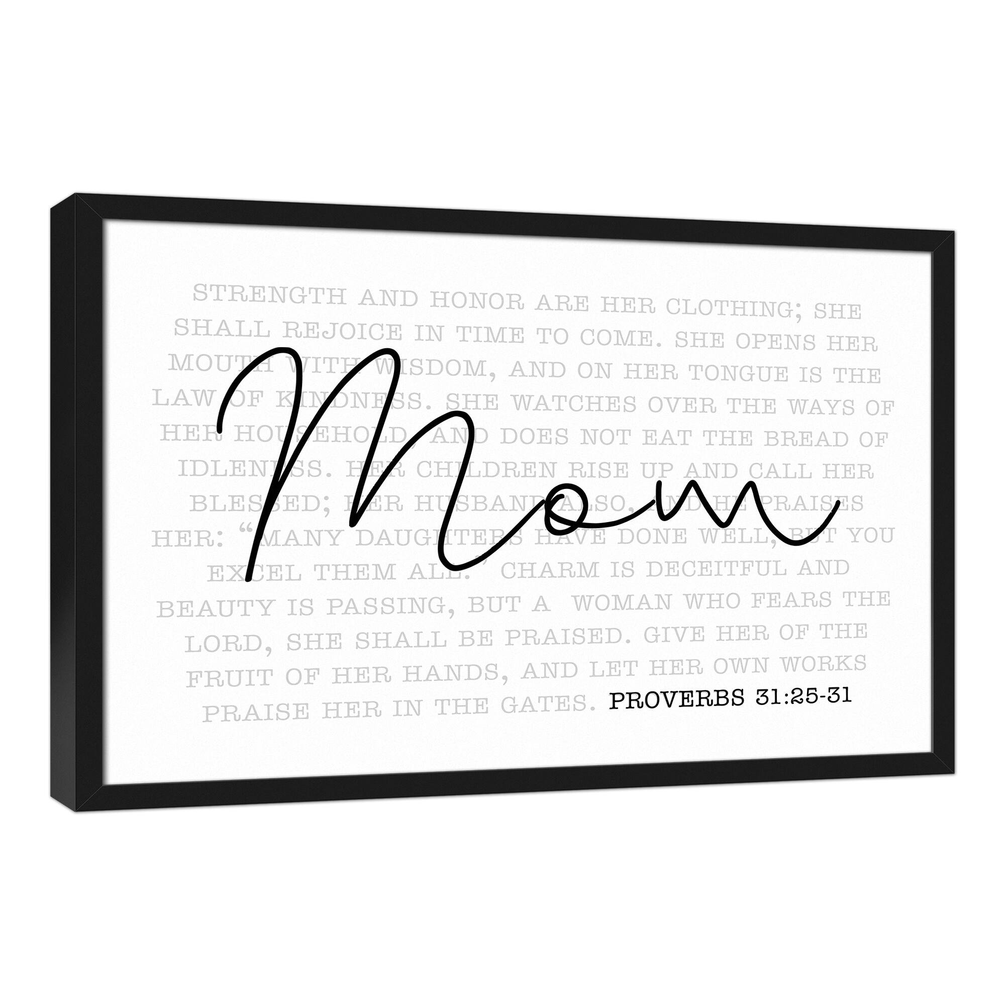 Mom Proverbs Verse Black Framed Canvas
