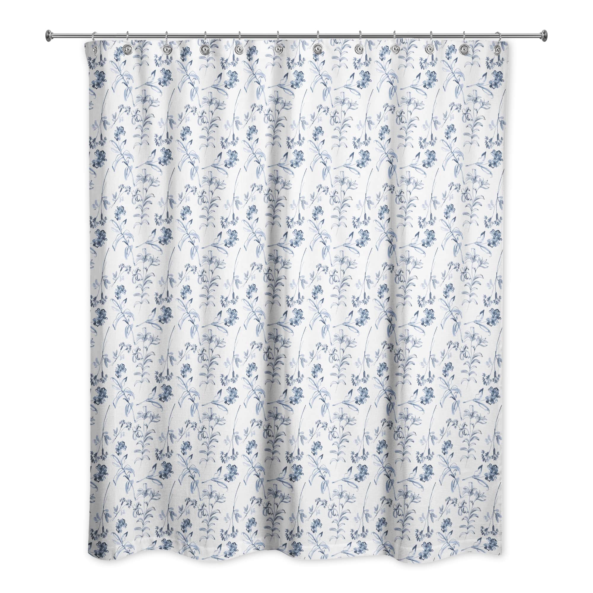 Blue Floral Pattern 71&#x22; x 74&#x22; Shower Curtain