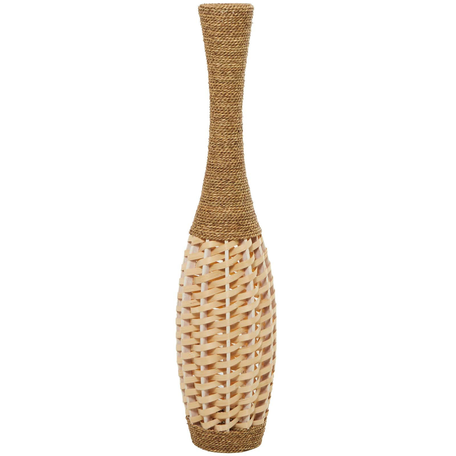 Brown Seagrass Handmade Thin Woven Floor Vase