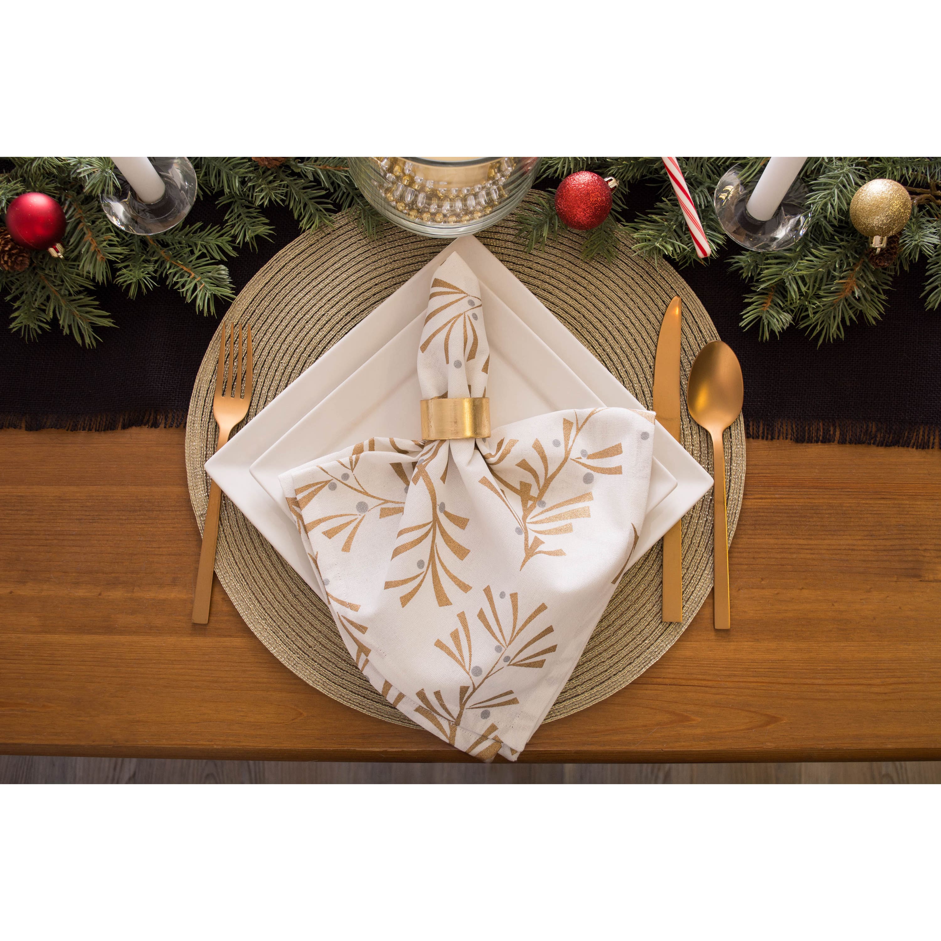 DII® Metallic Holly Leaves Napkins, 6ct.