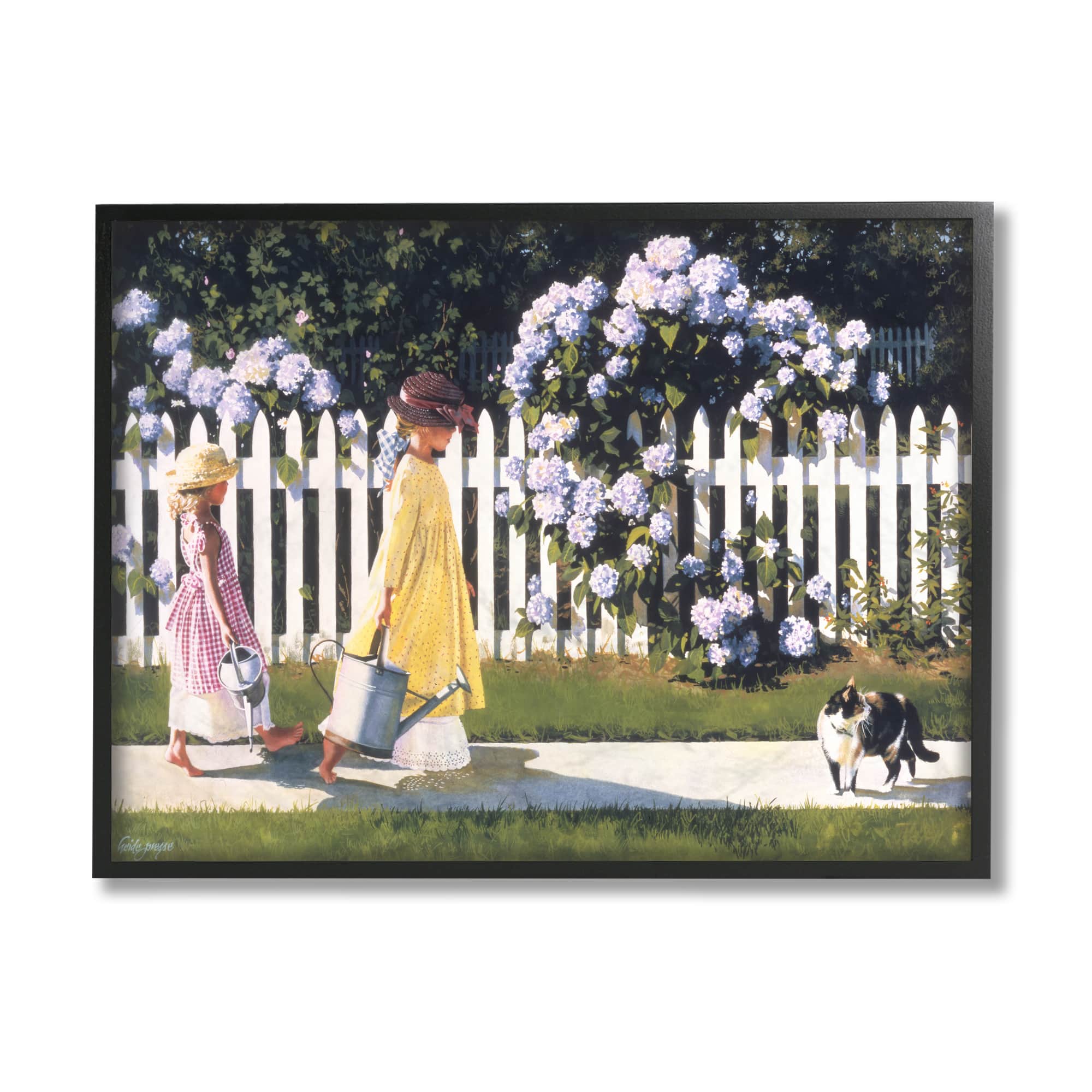 Stupell Industries Girls Gardening Black Framed Wall Art