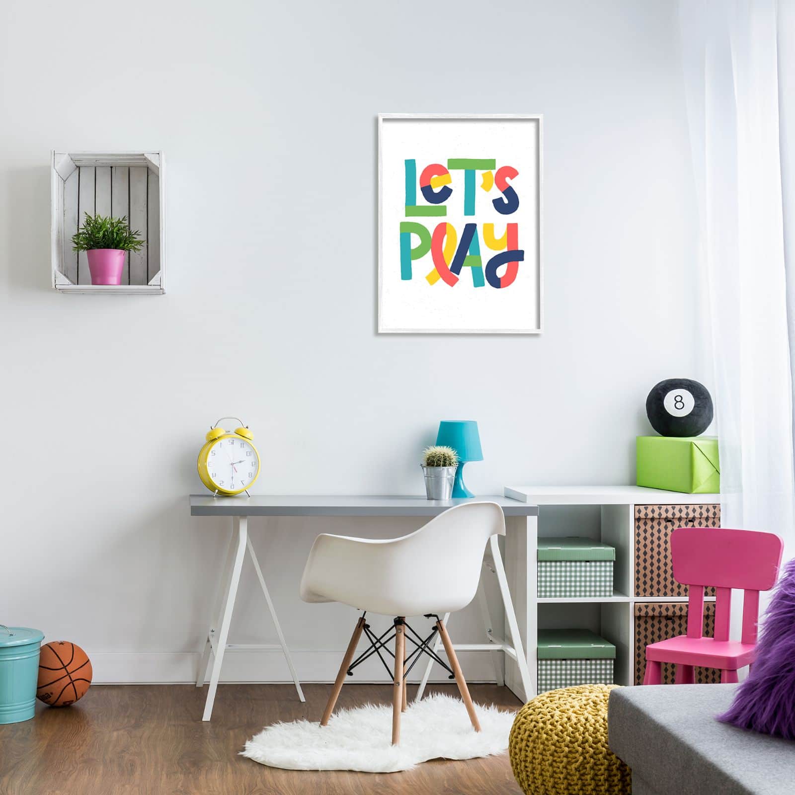 Stupell Industries Let&#x27;s Play Motivational Kids&#x27; Phrase Bold Playful Typography Framed Wall Art