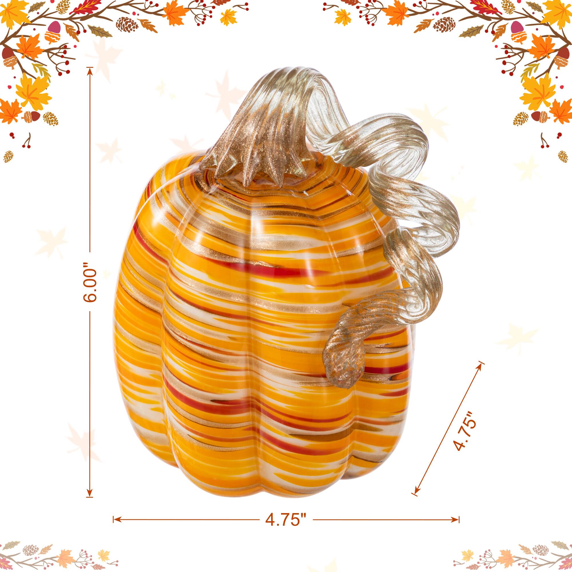 Glitzhome® Fall Multi Stripes Glass Pumpkin