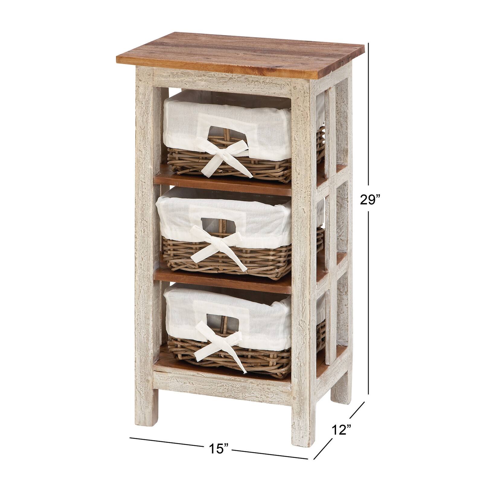 29&#x22; White Farmhouse Rattan Storage Unit