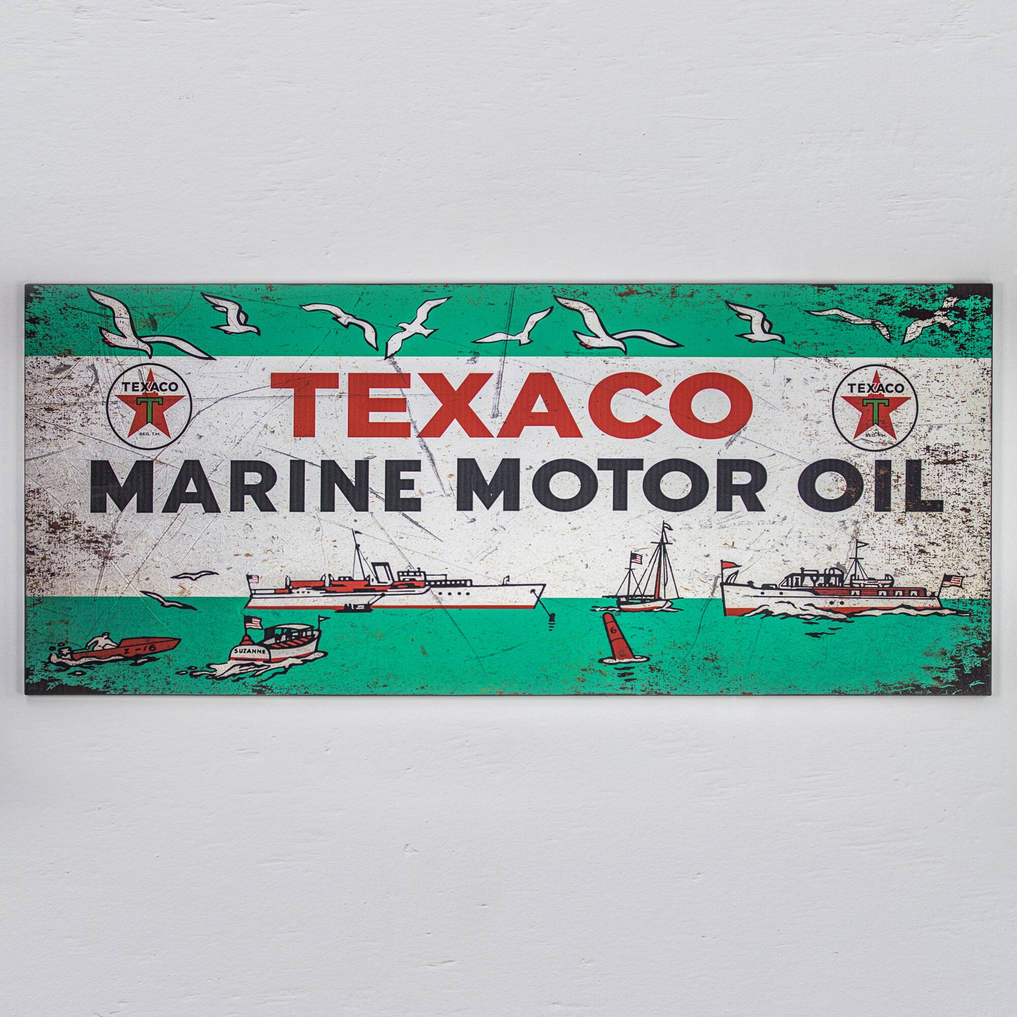 Texaco Marine Motor Oil Metal Sign Wall D&#xE9;cor