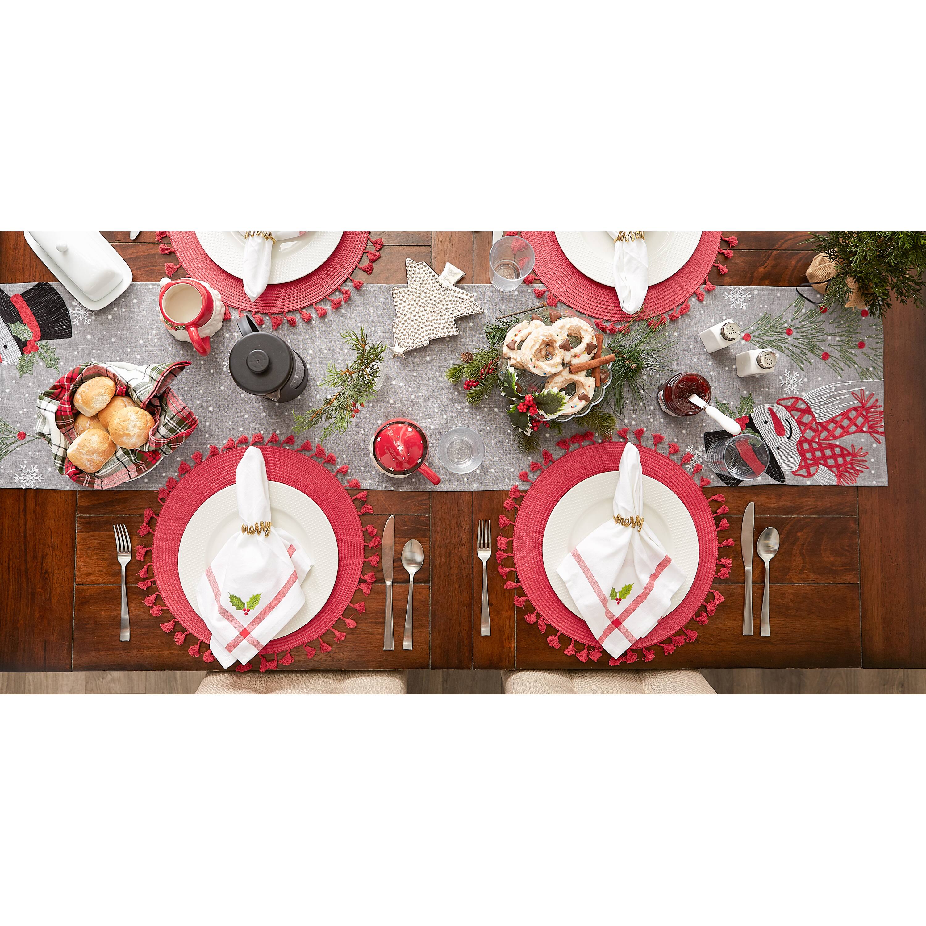 DII® 70" Grey Snowman Embroidered Table Runner