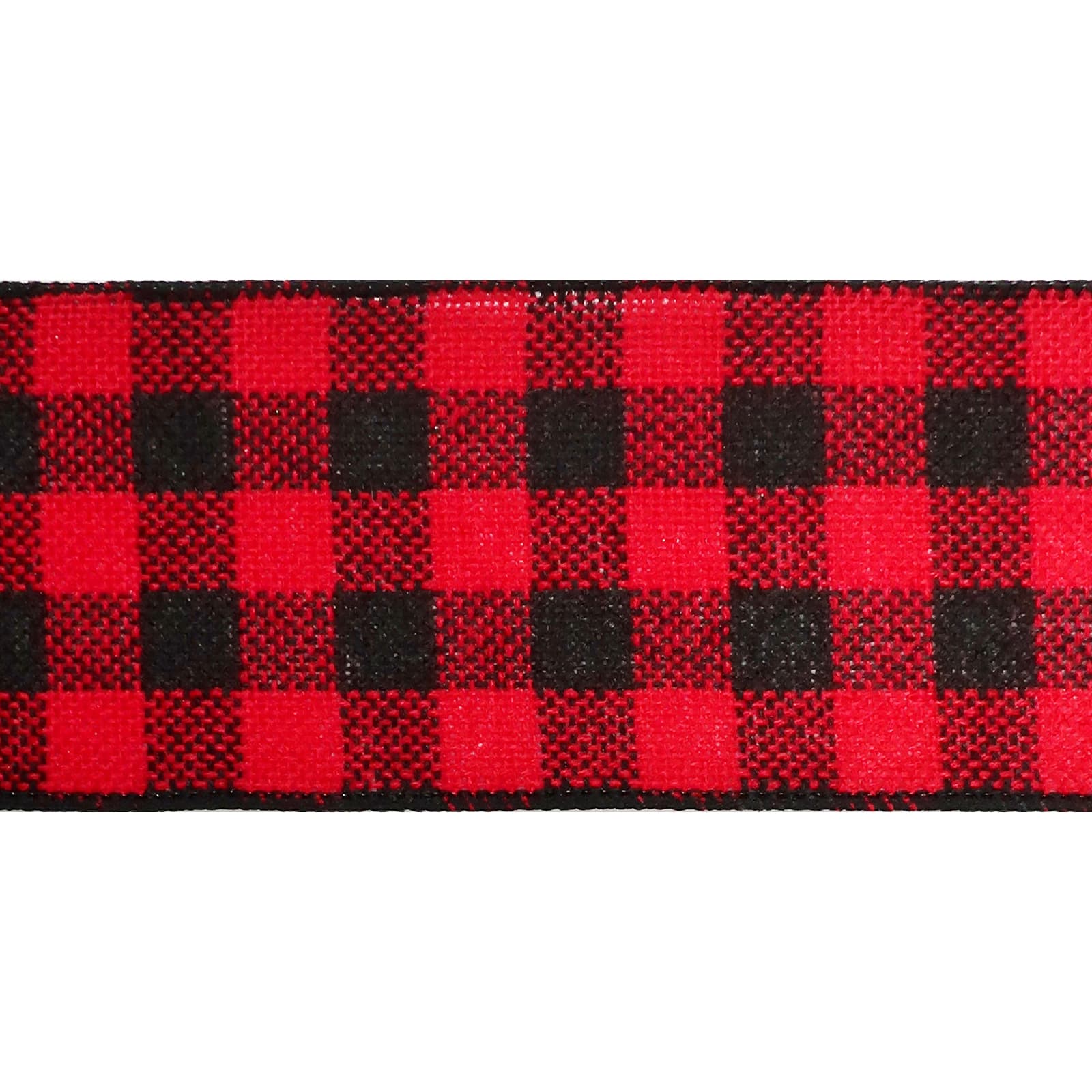 Lumberjack Ribbon, 2.5 Wide x 25 Yards, Black Red Buffalo Check Ribbon - Lightw