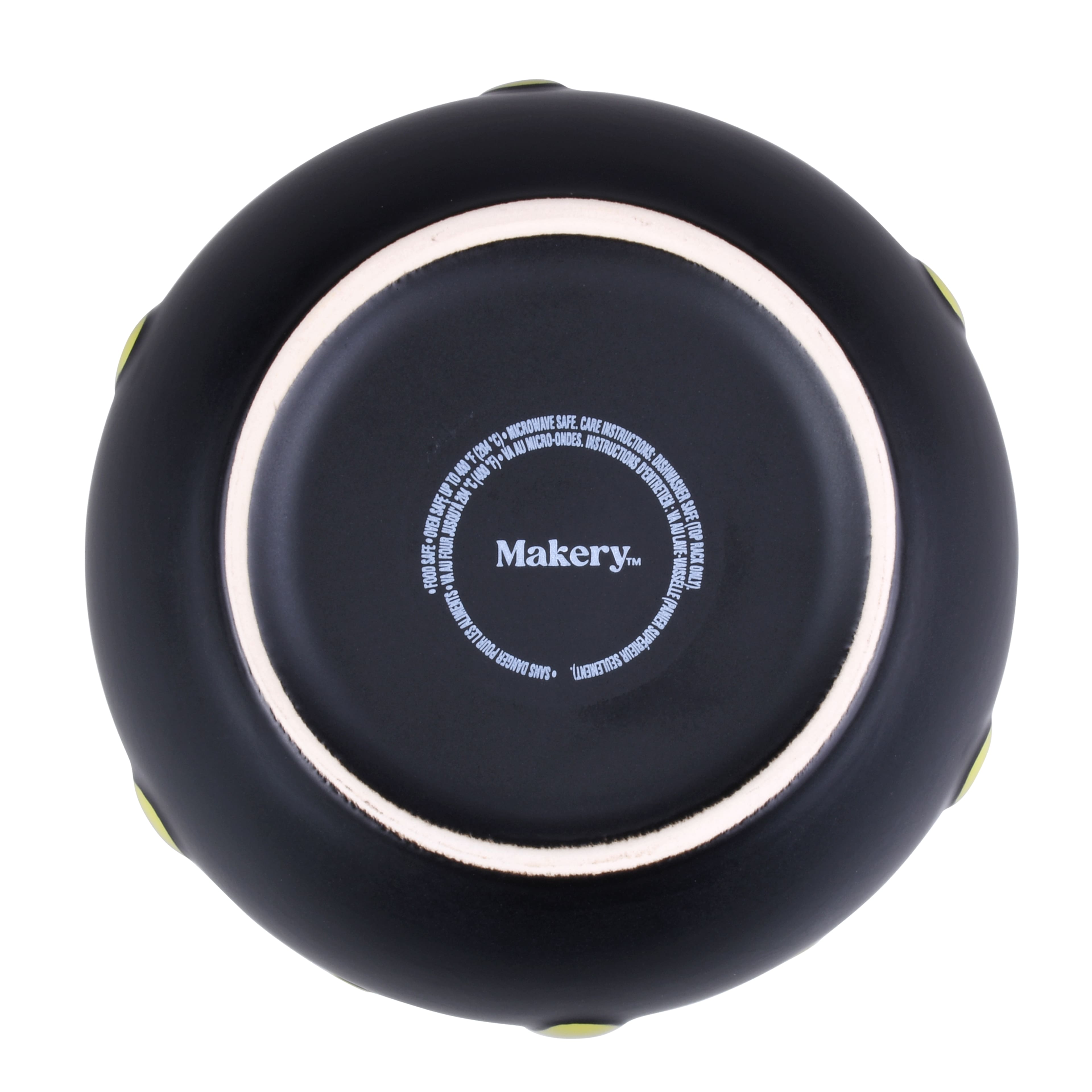 Chaudron en c&#xE9;ramique noir et vert de 6,25 pouces par Makery