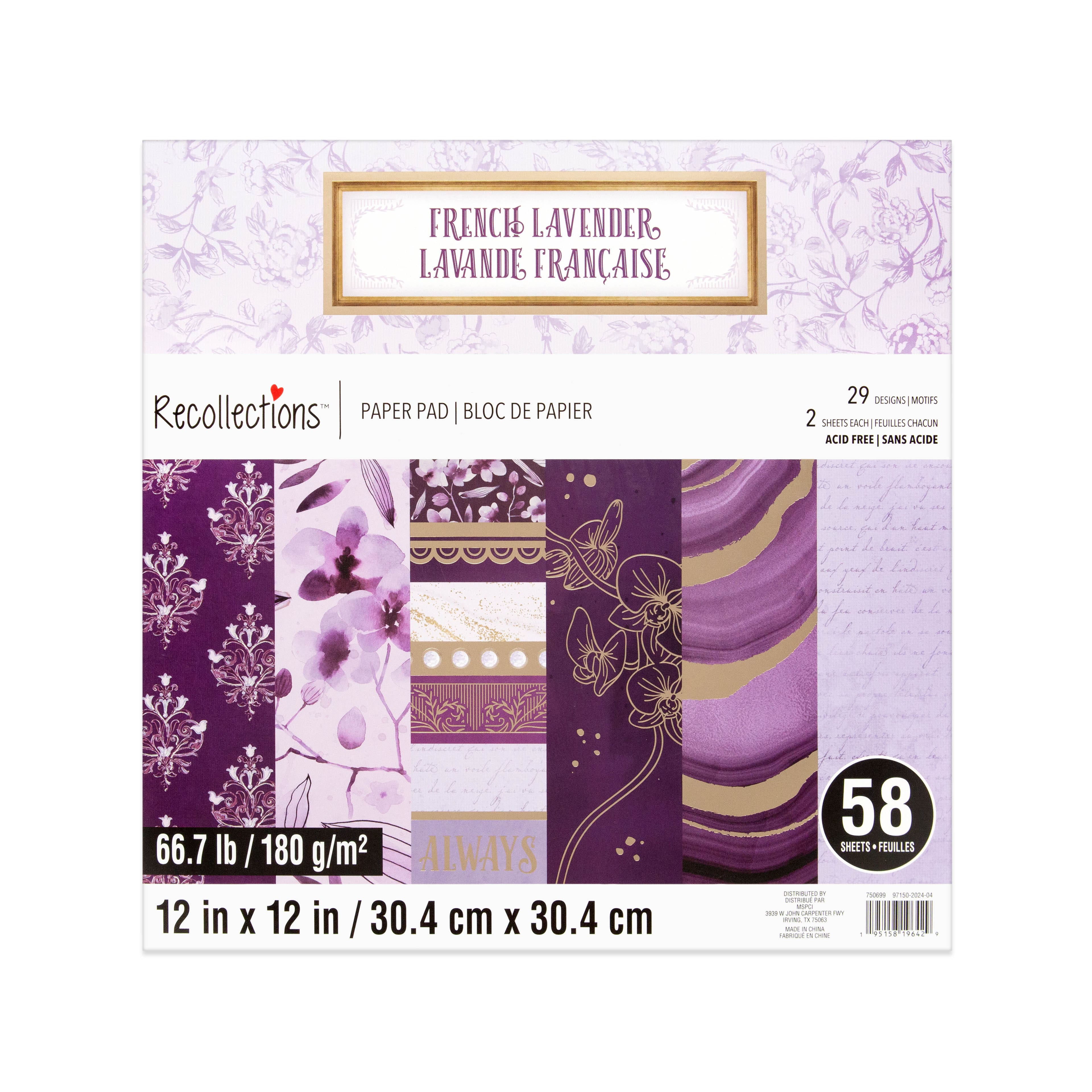 12&#x22; x 12&#x22; French Lavender Paper Pad by Recollections&#x2122;, 58 Sheets