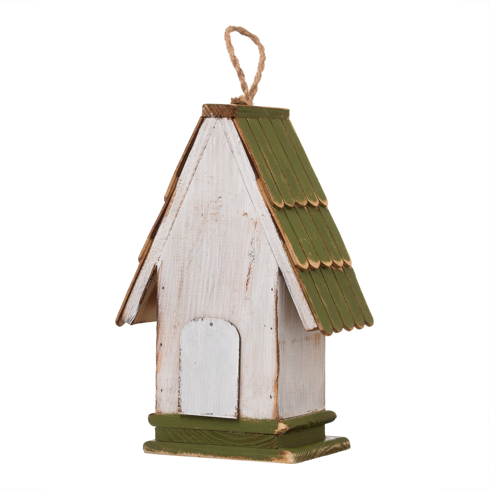 Glitzhome® 11" Hanging Wood Green Roof Garden Decorative Birdhouse