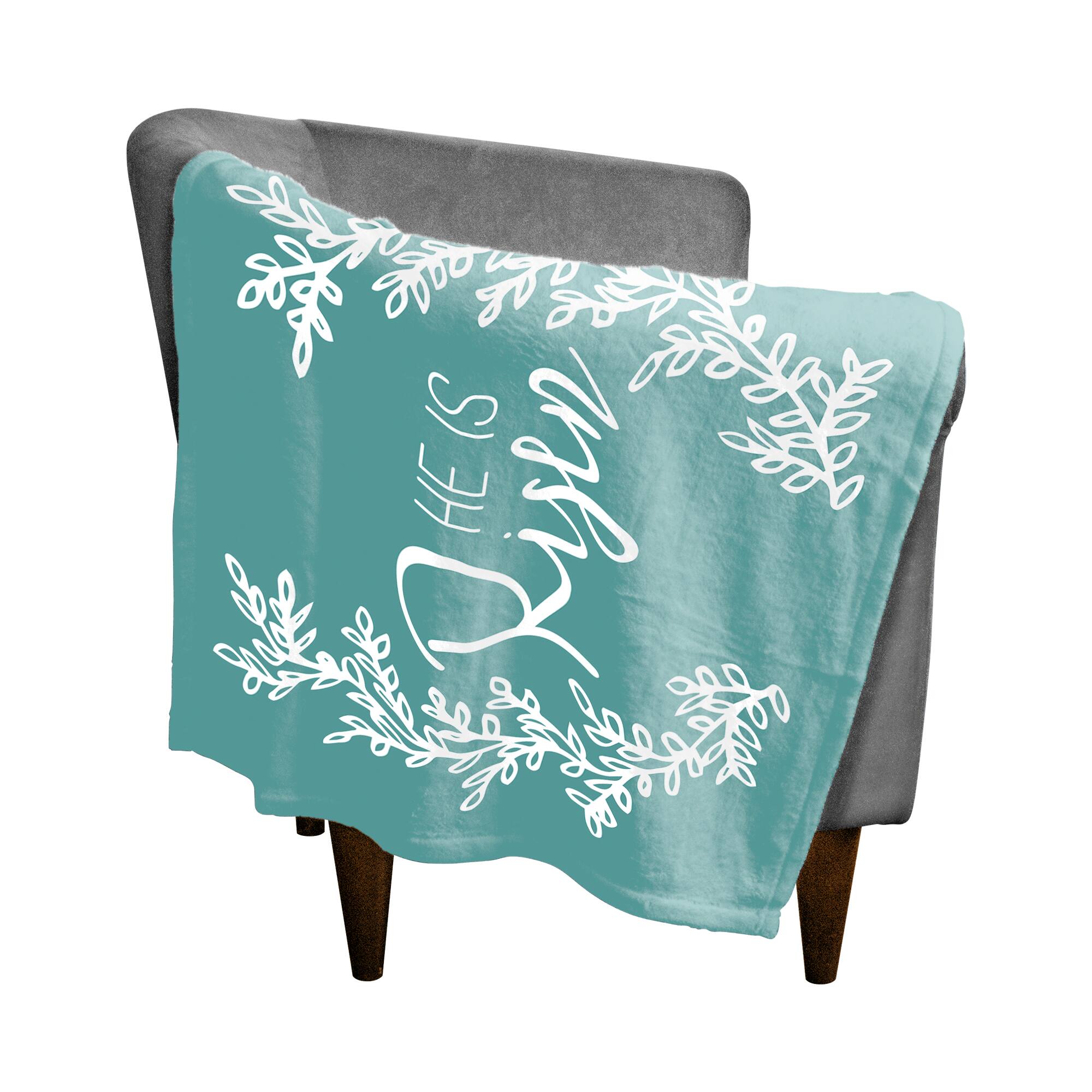 He is Risen Teal Throw Blanket