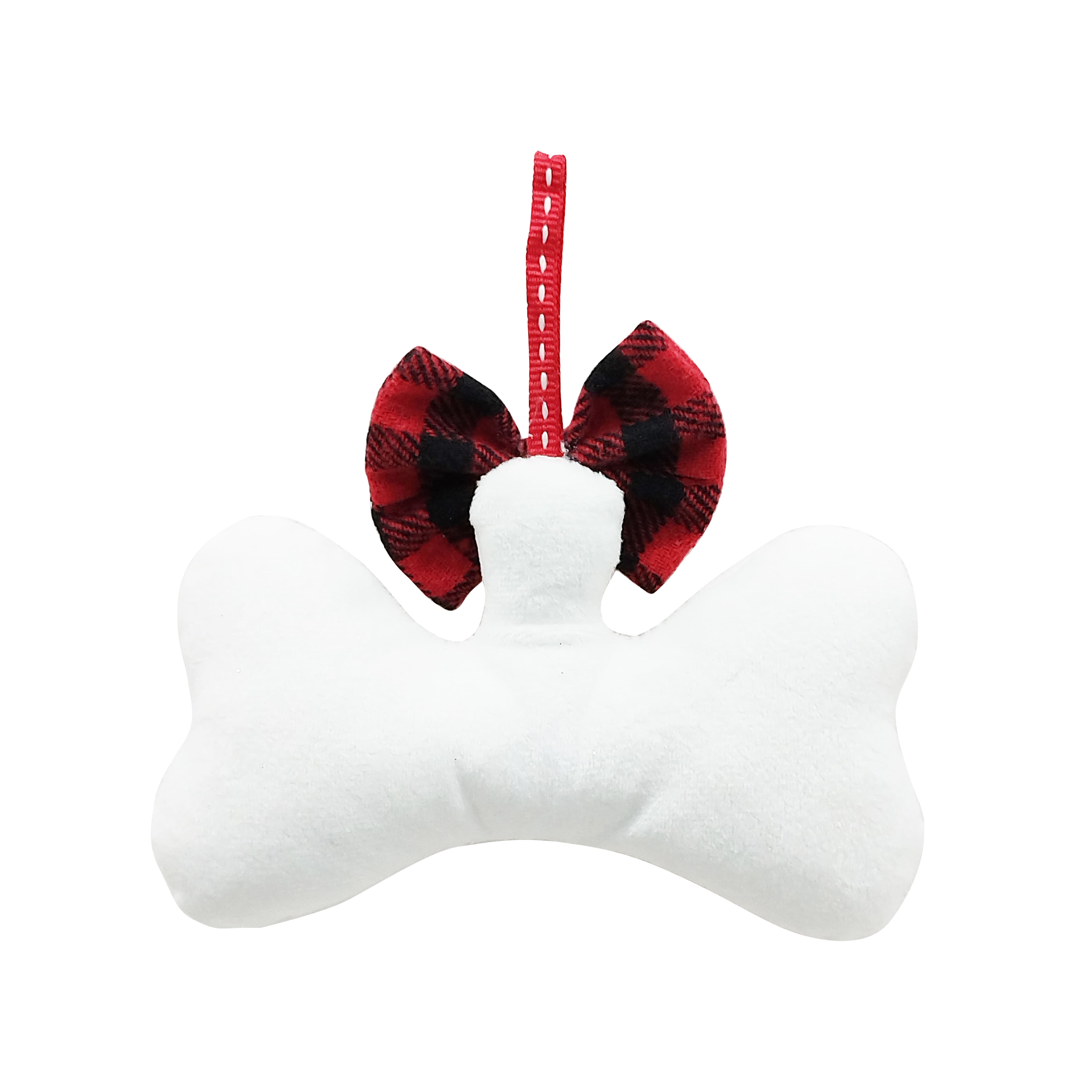 5.25&#x22; Feliz Naughty Dog Bone with Bow Felt Ornament by Ashland&#xAE;