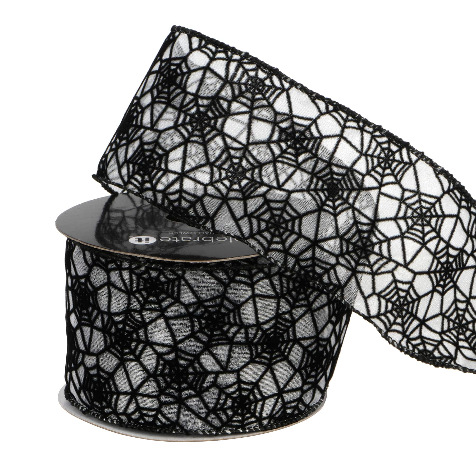 2.5&#x22; x 20ft. Black Sheer Web Wired Ribbon by Celebrate It&#xAE; Halloween