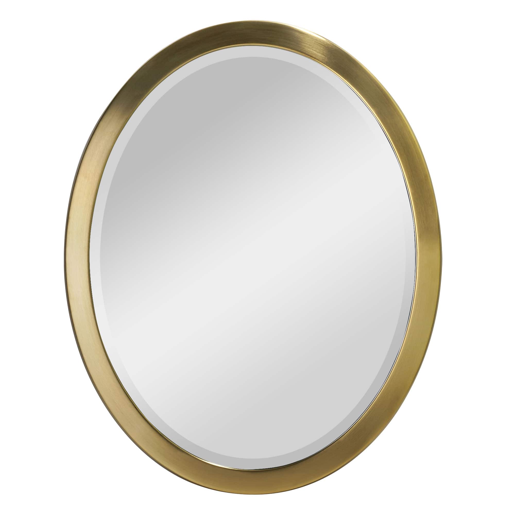 Head West Oval Brushed Gold Metal Framed Bathroom Mirror - 30&#x22; x 23&#x22;