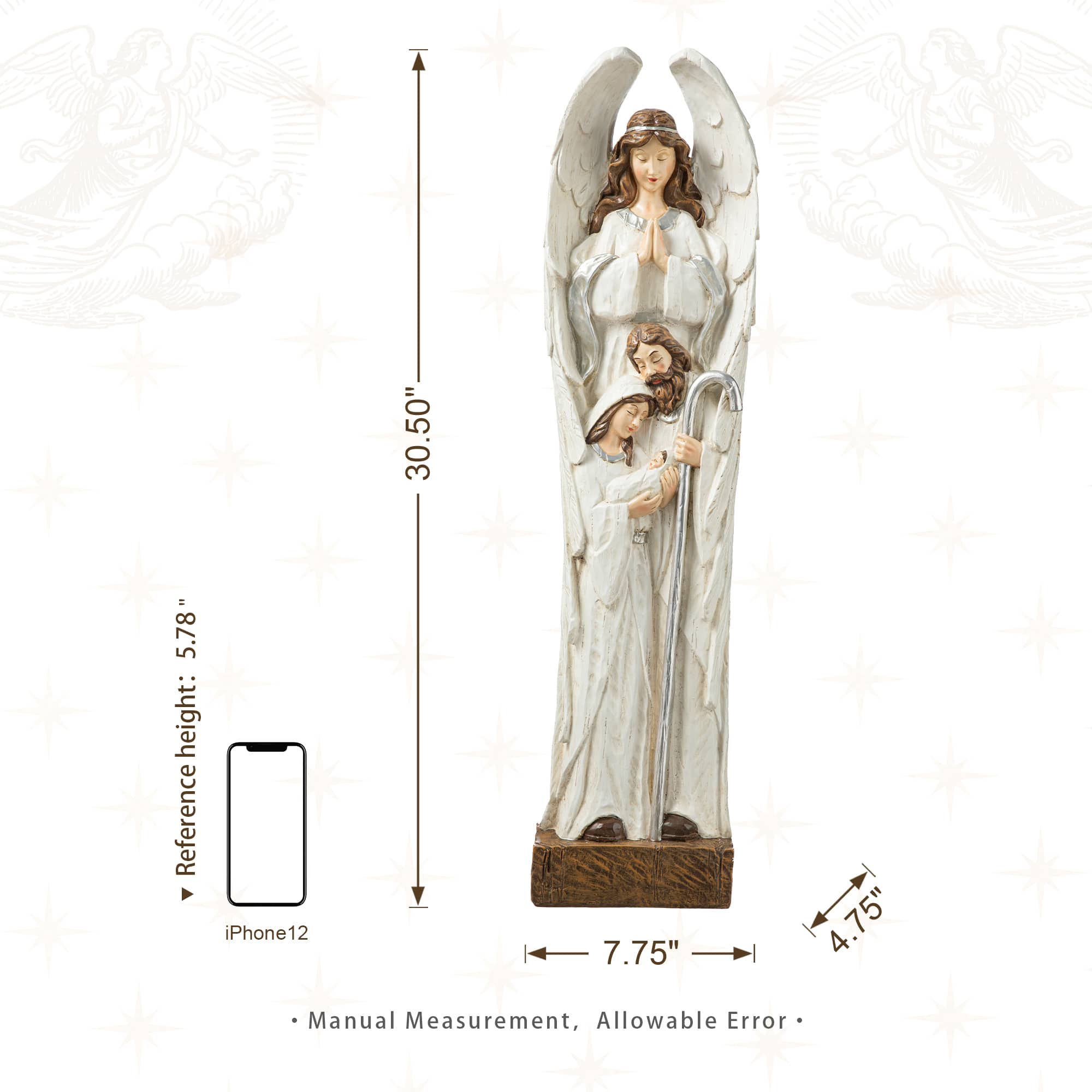 Glitzhome&#xAE; 30.5&#x22; Ivory Nativity Angel Porch D&#xE9;cor