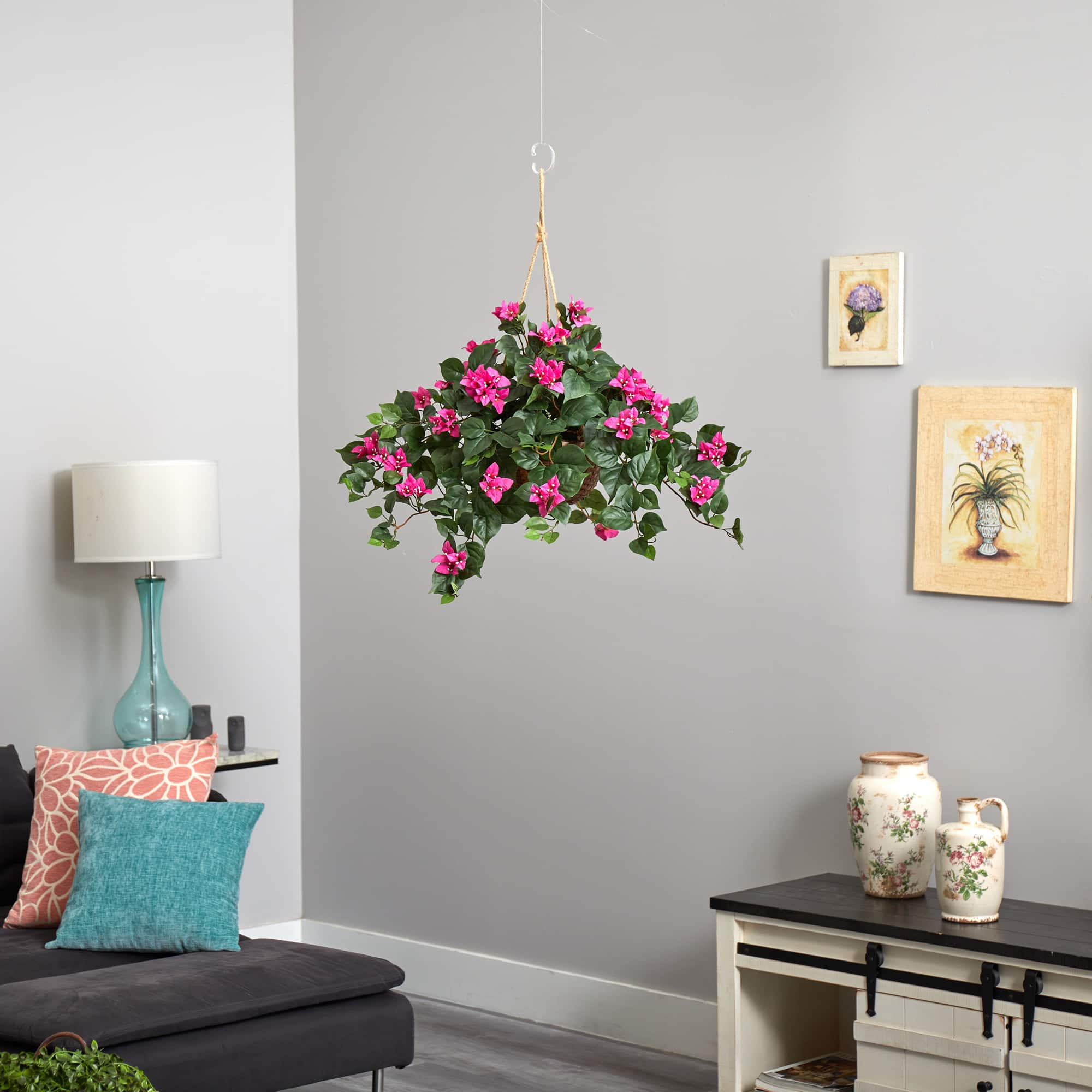 24&#x22; Pink Bougainvillea Hanging Basket