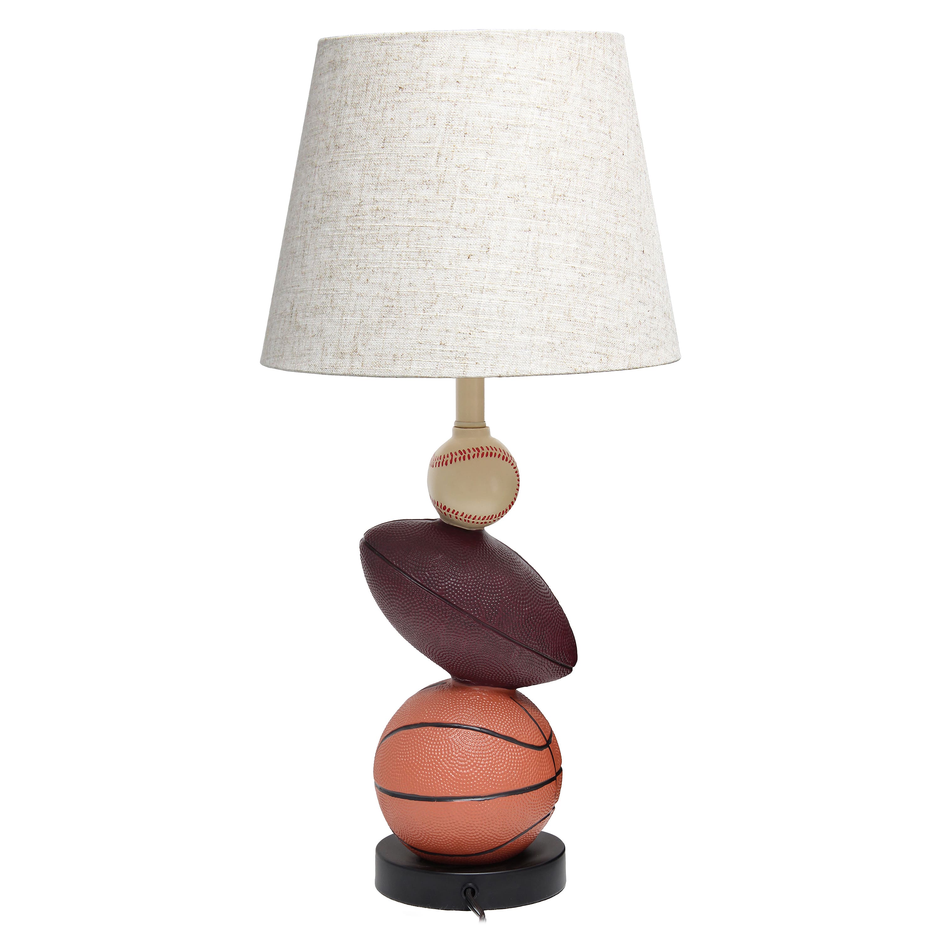 Simple Designs&#x2122; 22&#x22; Basketball, Baseball, Football Table Lamp with Beige Shade