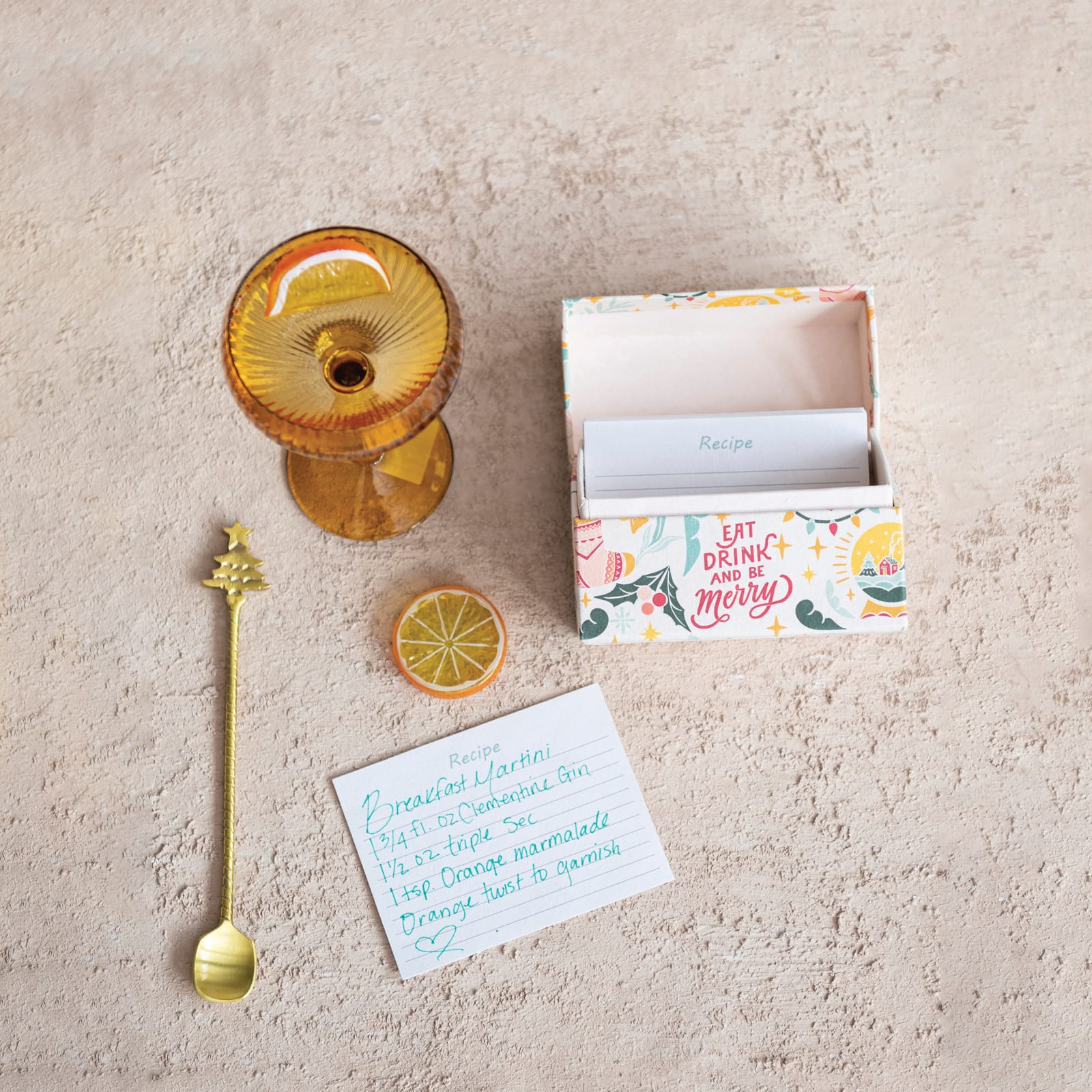 Hello Honey&#xAE; Handmade Recycled Paper Recipe Box with 36 Recipe Cards