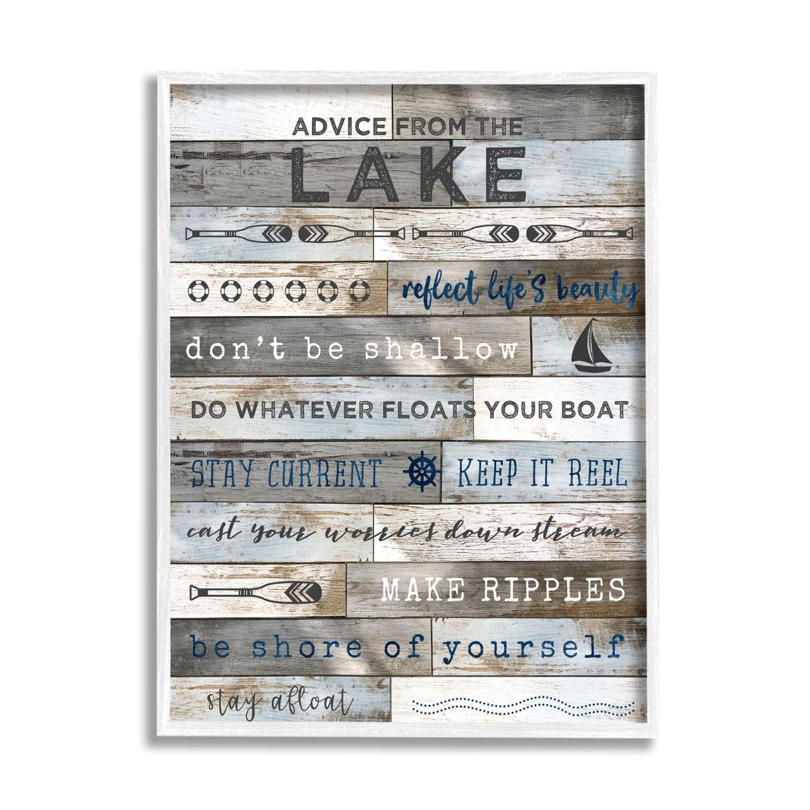 Stupell Industries Advice From the Lake List Rustic Plank Pattern Framed Wall Art