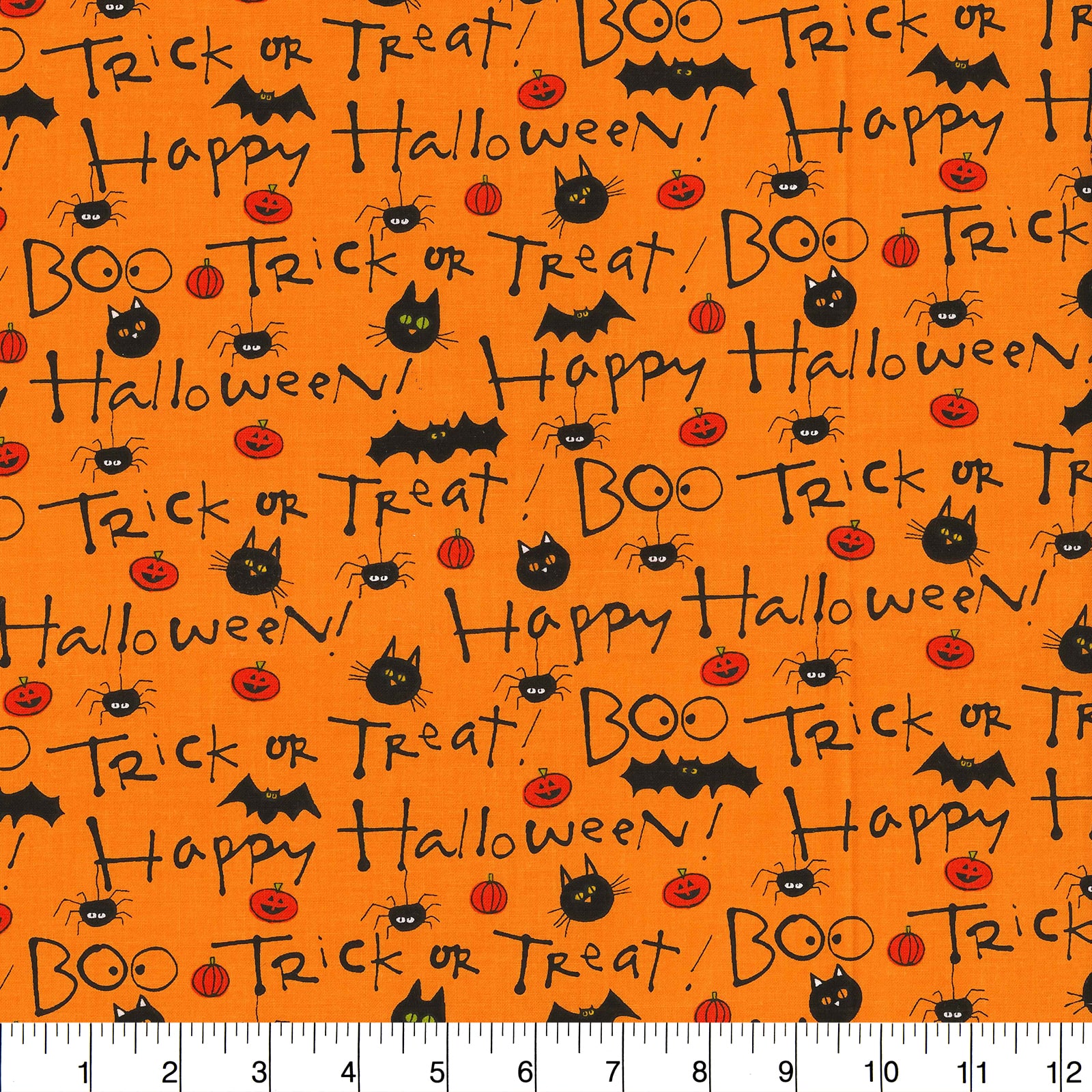 Fabric Traditions Halloween Orange Happy Halloween Home D&#xE9;cor Fabric