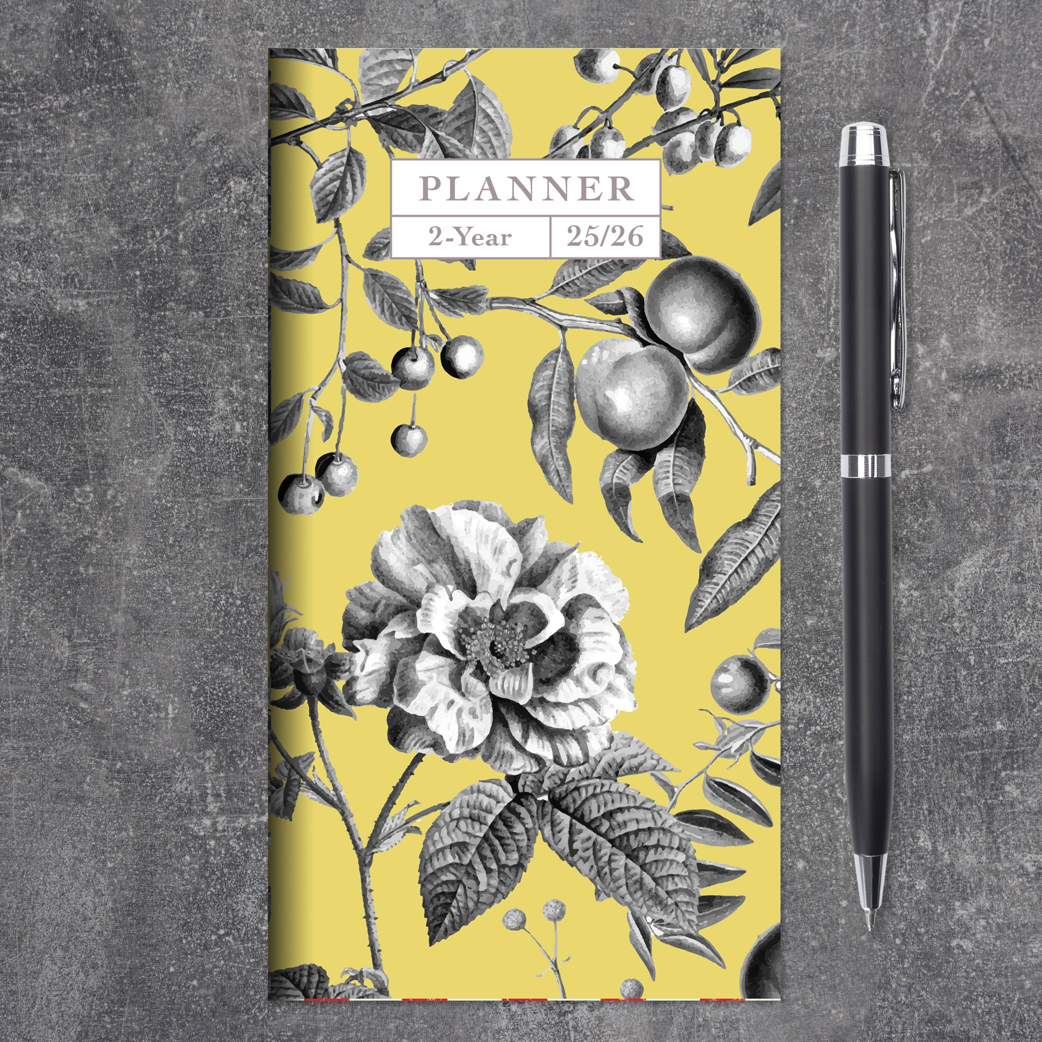 TF Publishing 2025-2026 Yellow Botanical Small Monthly Pocket Planner