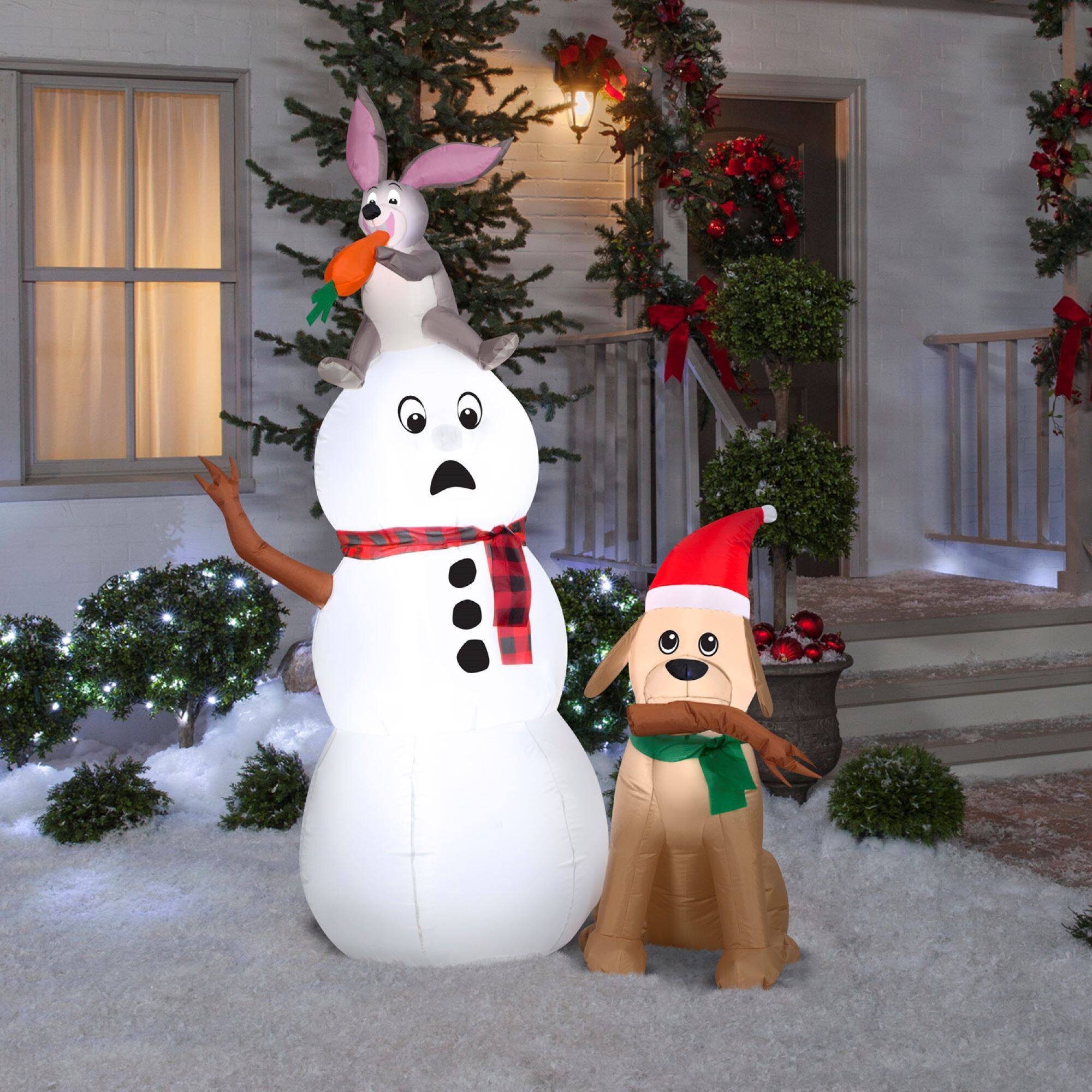 Airblown® 6ft. Christmas Inflatable Snowman with Bunny & Dog