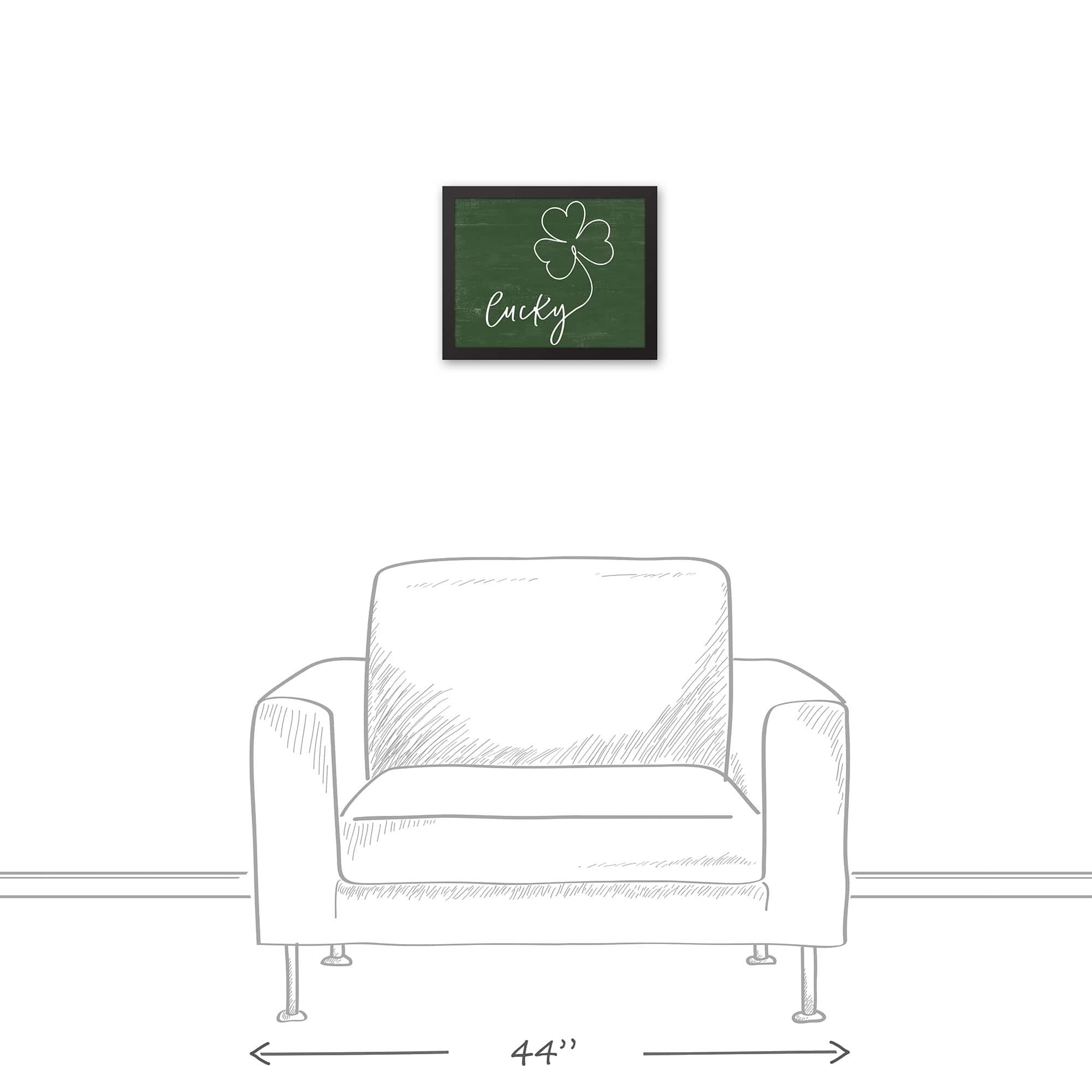 Lucky Script 15.73&#x22; x 12.73&#x22; Black Framed Canvas