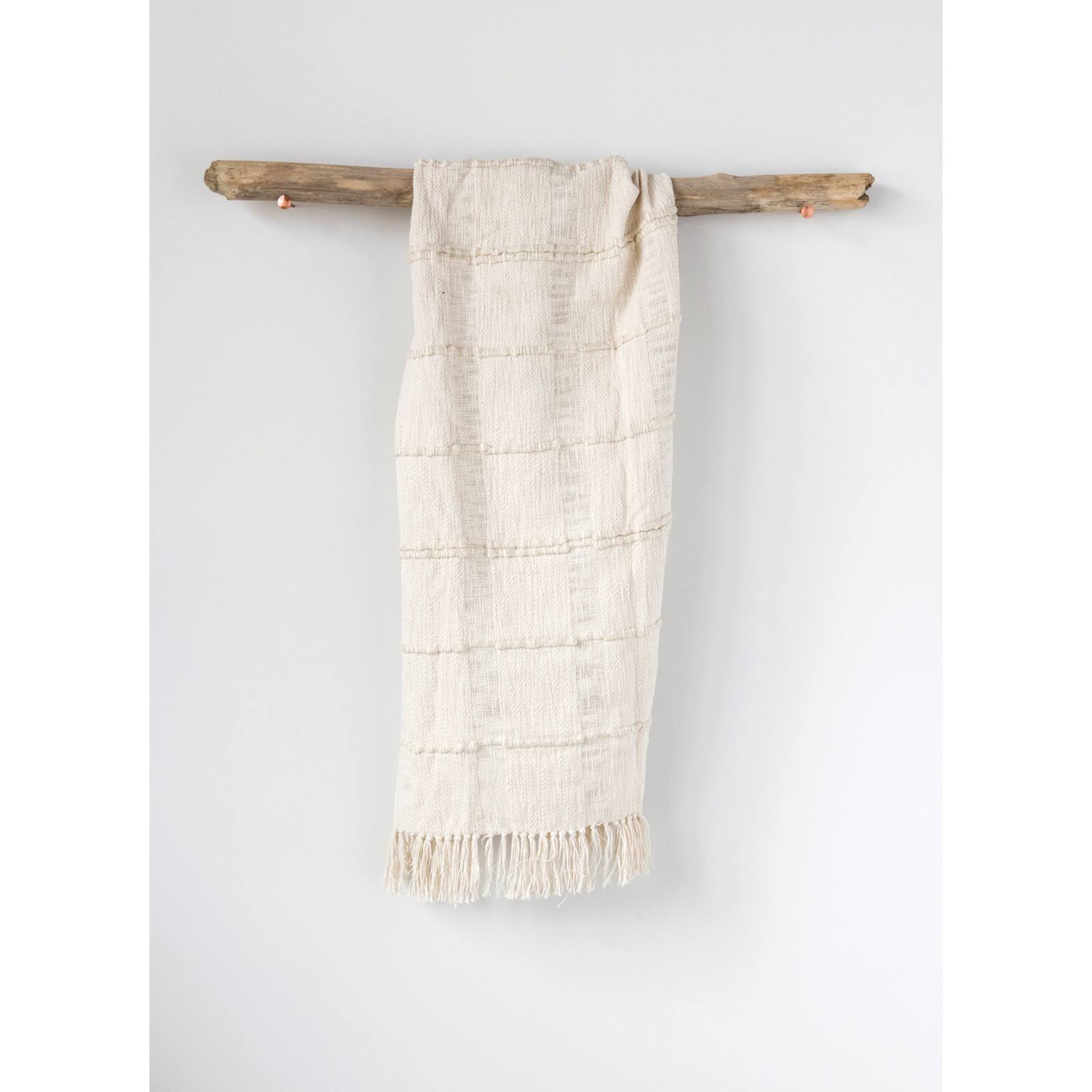 Hello Honey® Cream Cotton Blend Chenille Throw with Fringe