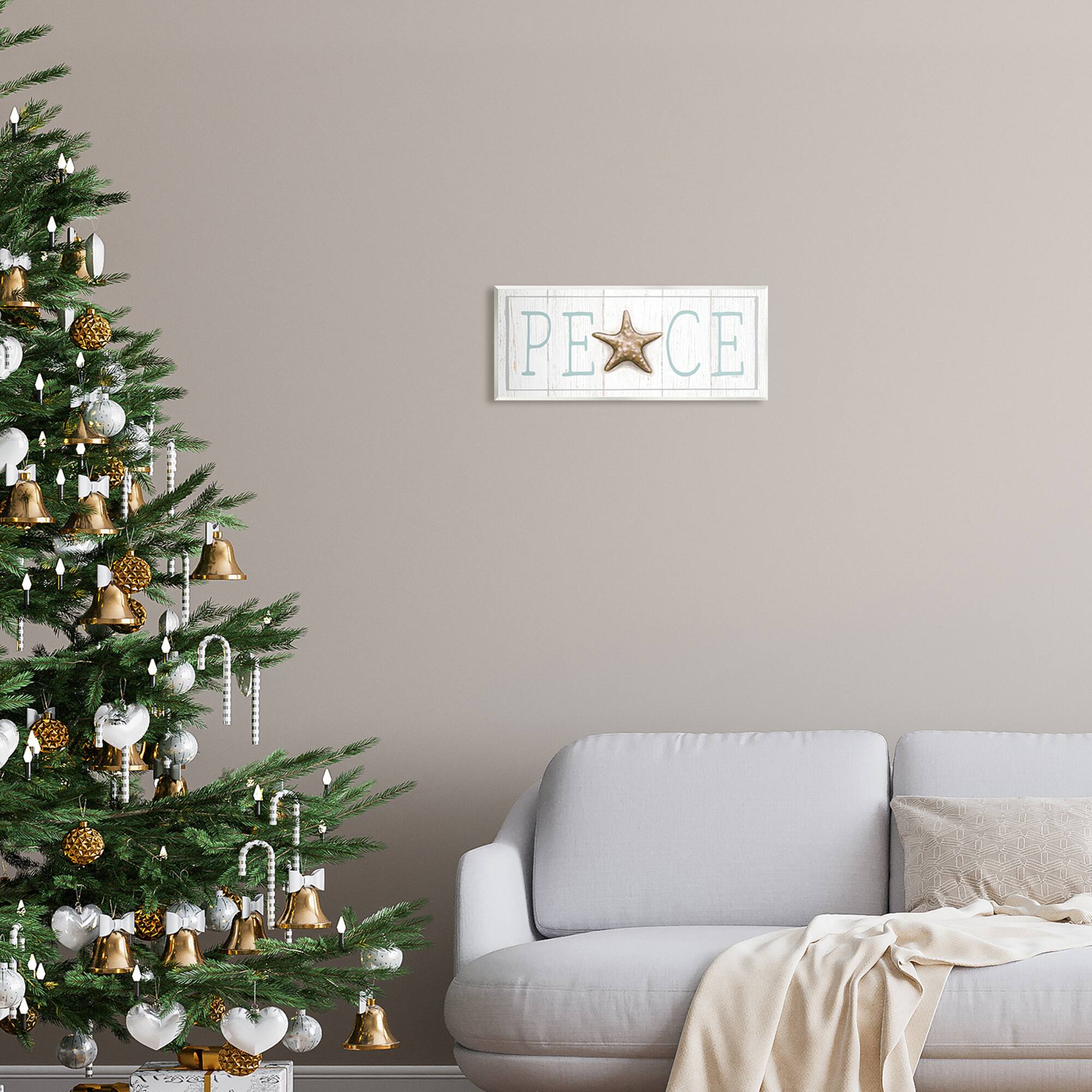 Stupell Industries Peace Seasonal Starfish Sign Wall Plaque Art