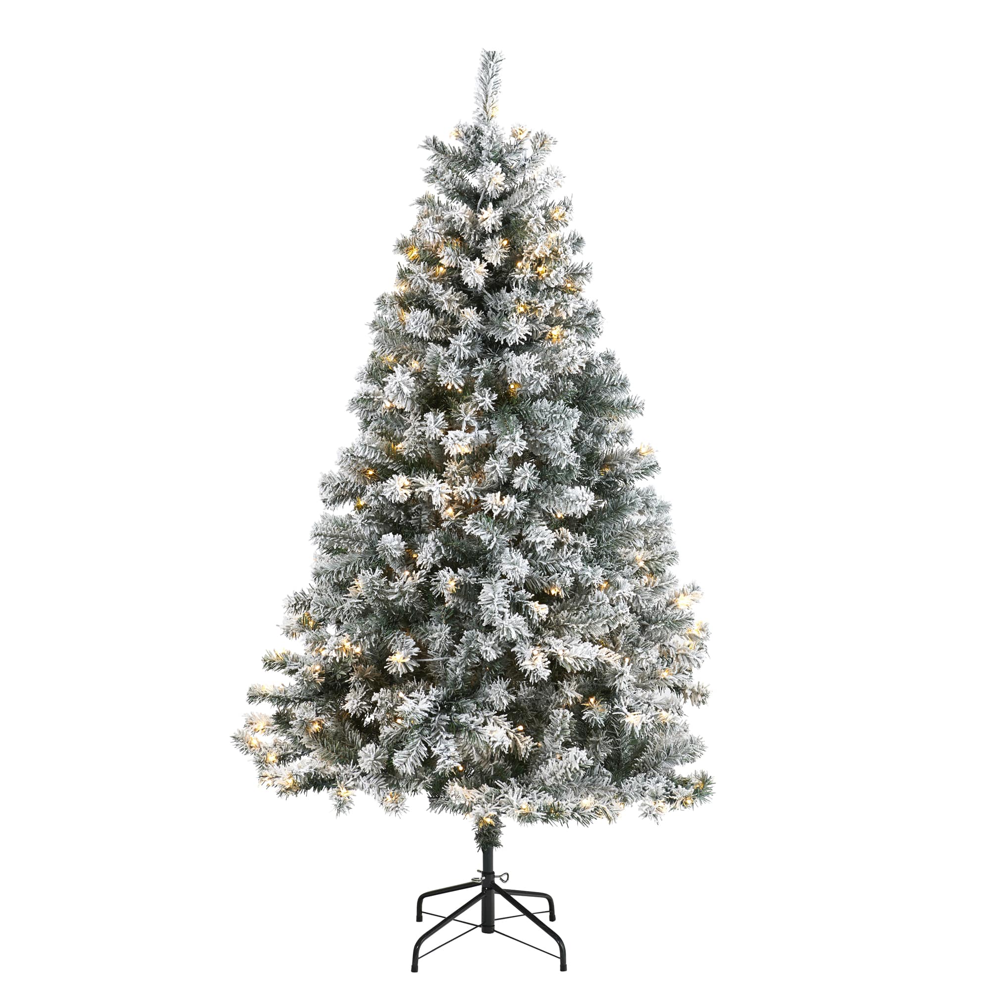 6ft. Pre-lit Flocked Rock Springs Spruce Artificial Christmas Tree with Clear LED Lights